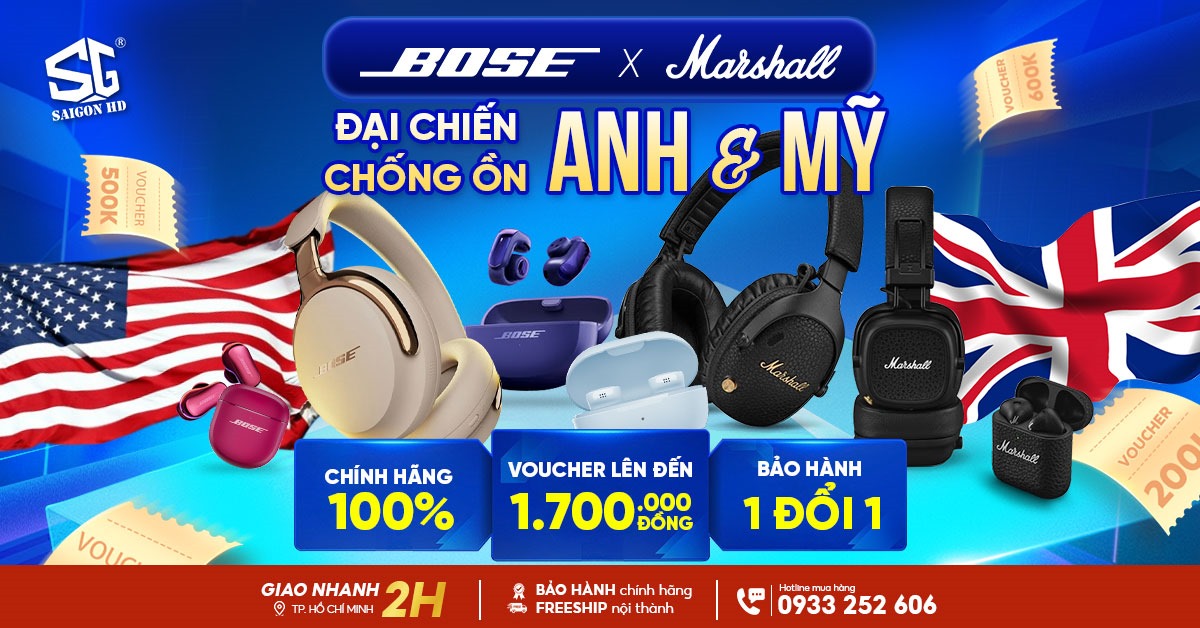 Đại chiến tai nghe chống ồn: Bose & Marshall cùng tung Voucher xịn - Bạn theo team nào?