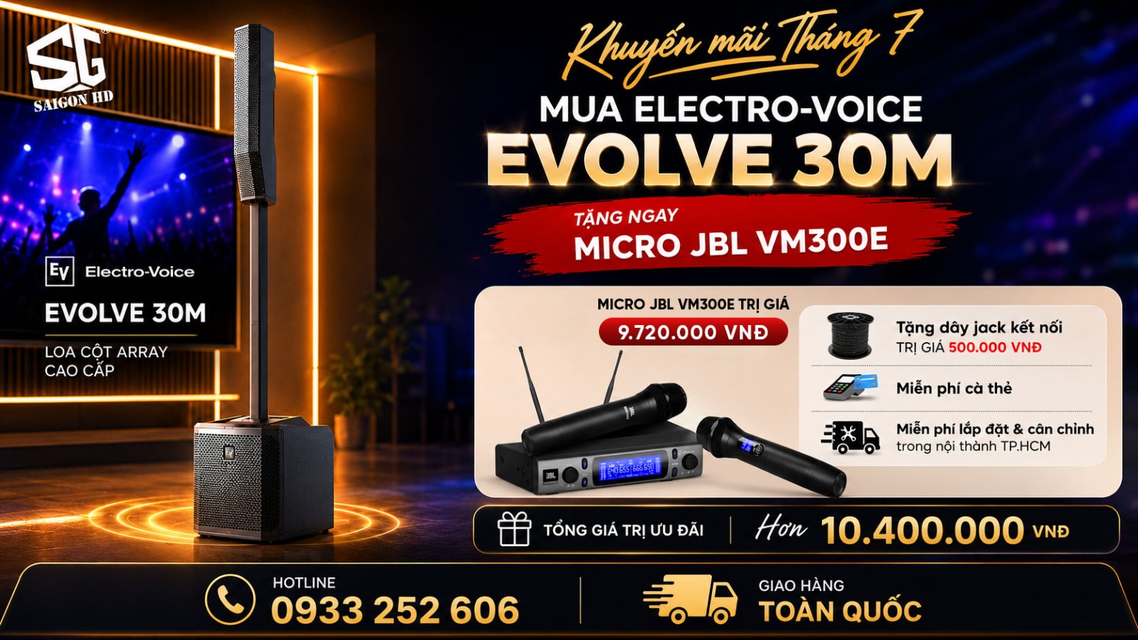 Mua Electro-Voice Evolve 30M – Tặng ngay Micro JBL VM300E trị giá 9.720.000đ
