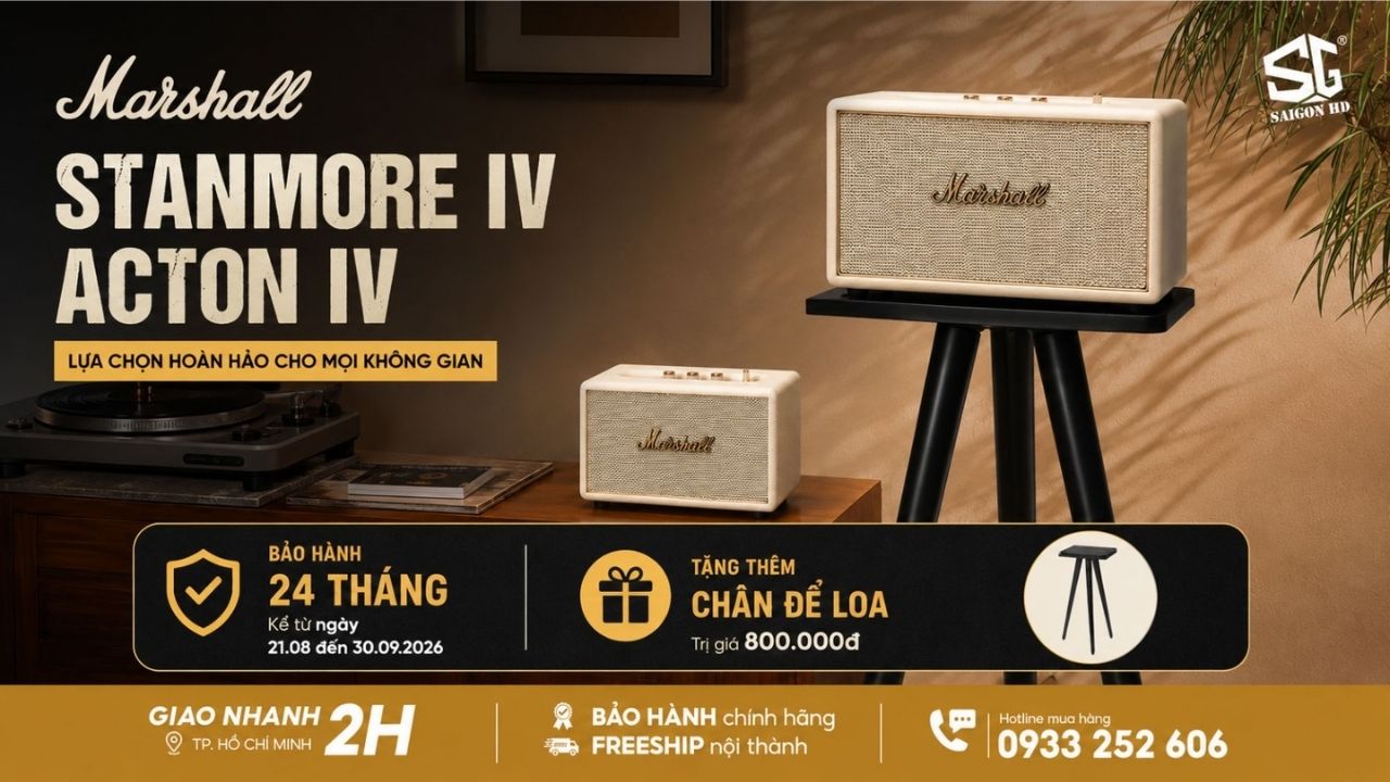 Mua Marshall Stanmore IV, Acton IV tặng chân loa 800.000 VNĐ – Ưu đãi hấp dẫn