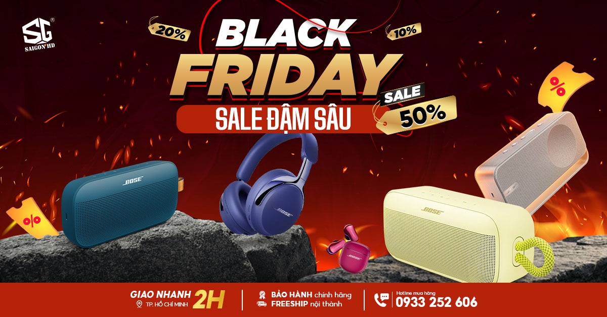 Black Friday 2025 – Bose khuyến mãi giảm sâu cho tai nghe & loa Bluetooth di động chính hãng