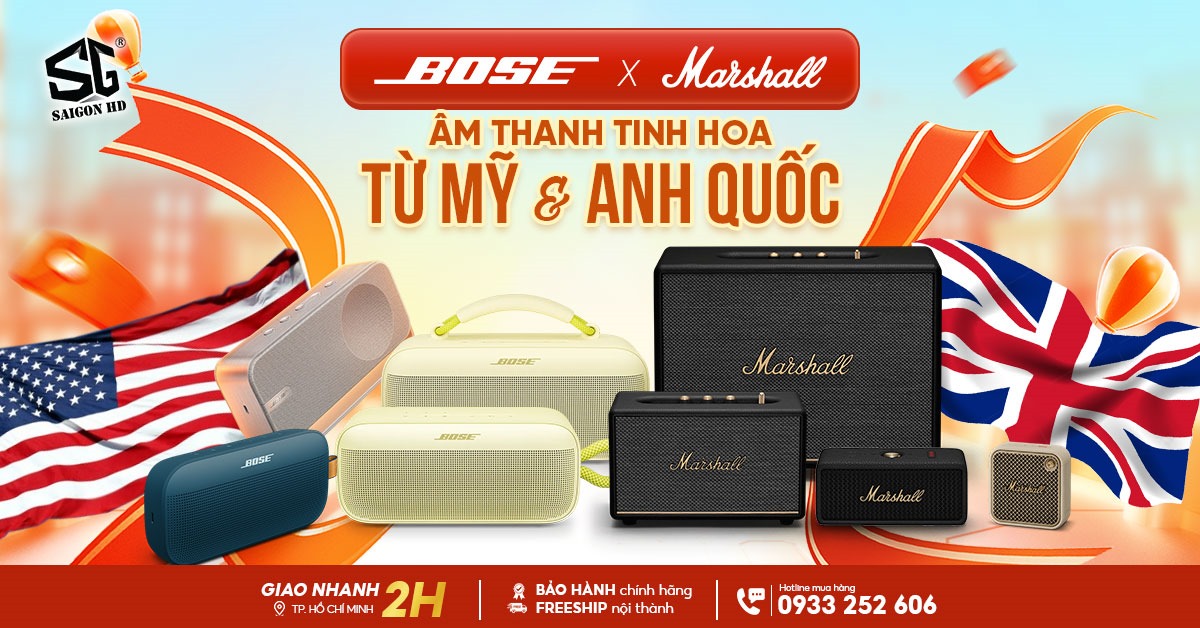 Khuyến mãi loa Bluetooth di động 2025: Bose (Mỹ) vs Marshall (Anh) – Bạn chọn ai là Vua?