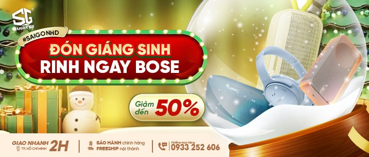 Bose chính hãng khuyến mãi tai nghe không dây, loa Bluetooth & phụ kiện mùa Noel 2025