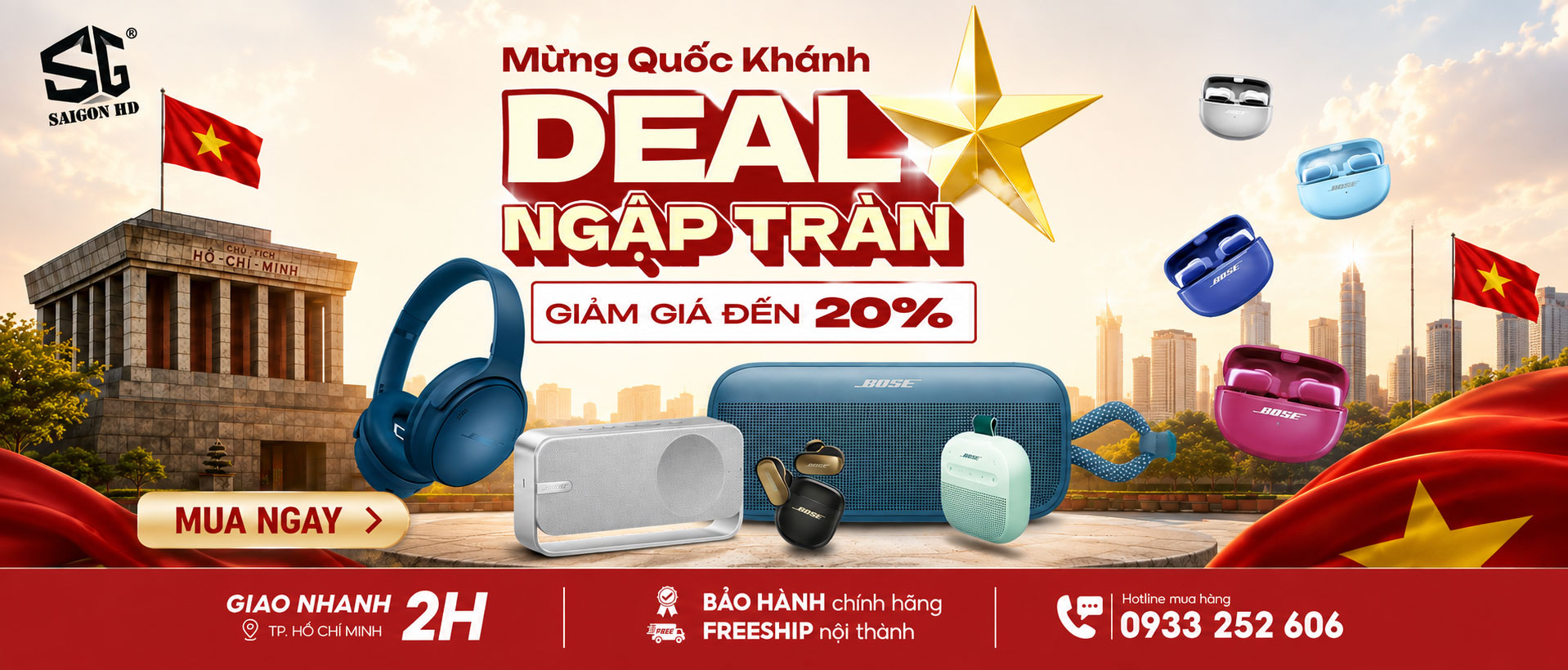 Mừng Quốc Khánh – Deal ngập tràn, đại tiệc ưu đãi Bose tại SAIGON HD