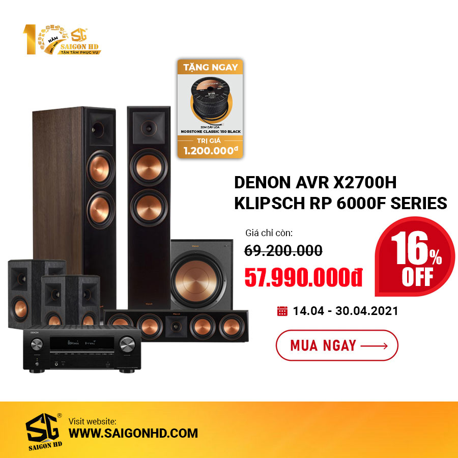 Dàn âm thanh xem phim 5.1 Denon AVR X2700H - Klipsch RP 6000F Series