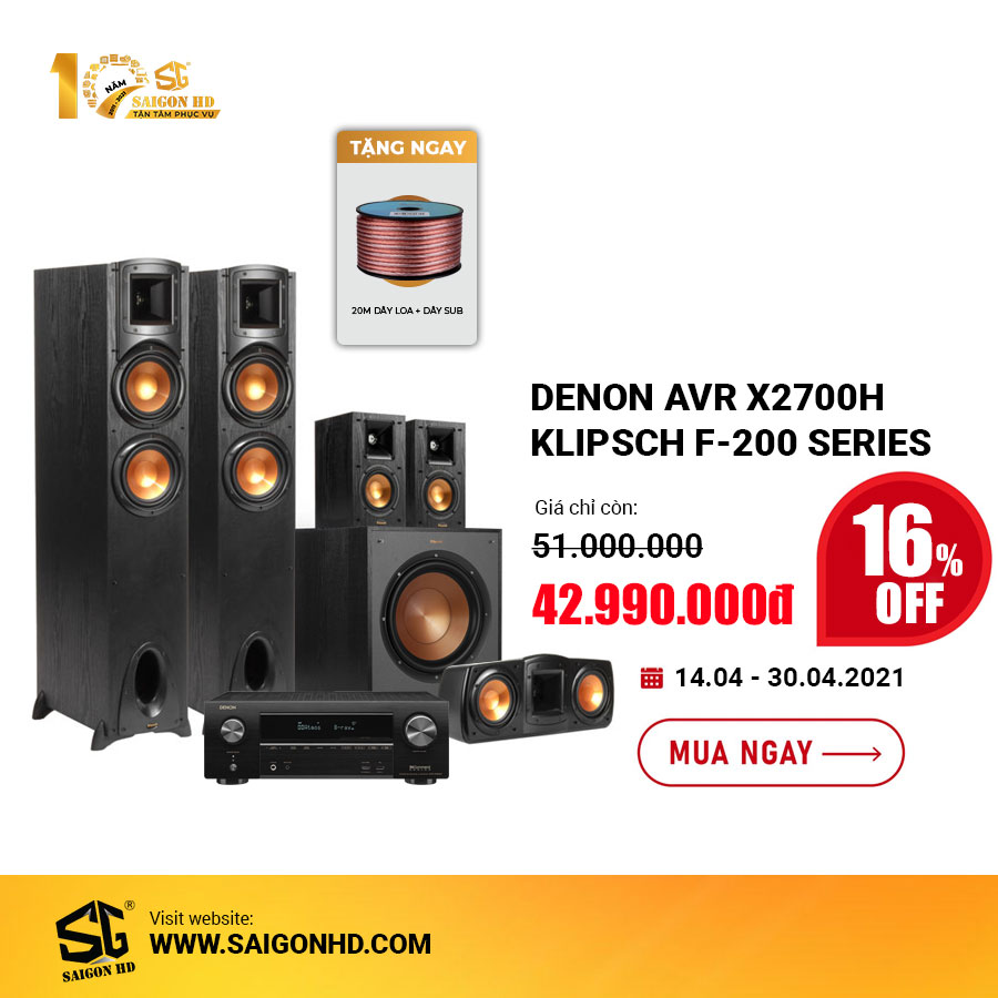 Dàn âm thanh xem phim 5.1 Denon AVR X2700H - Klipsch F-200 Series