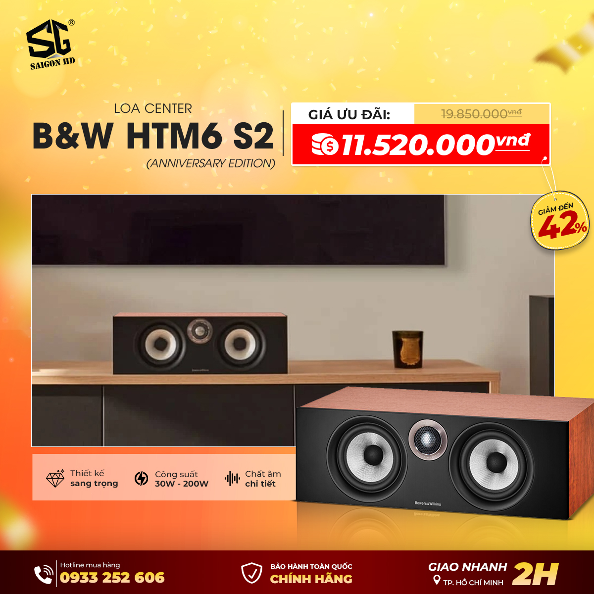 Khuyến mãi giảm giá loa Center B&W HTM6 S2 Anniversary Edition cực sốc