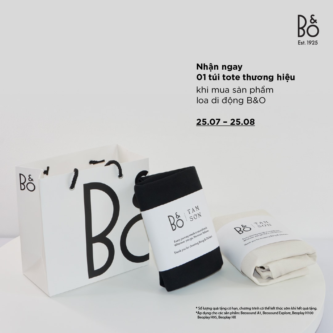 Quà tặng khi mua loa Bluetooth di động B&O Beosound & tai nghe B&O Beoplay chính hãng
