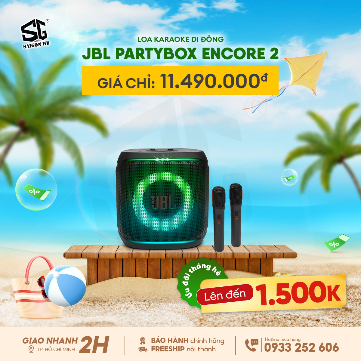 Khuyến mãi giảm giá loa kéo Karaoke Bluetooth di động JBL PartyBox Encore 2 chính hãng giá rẻ nhất 2025