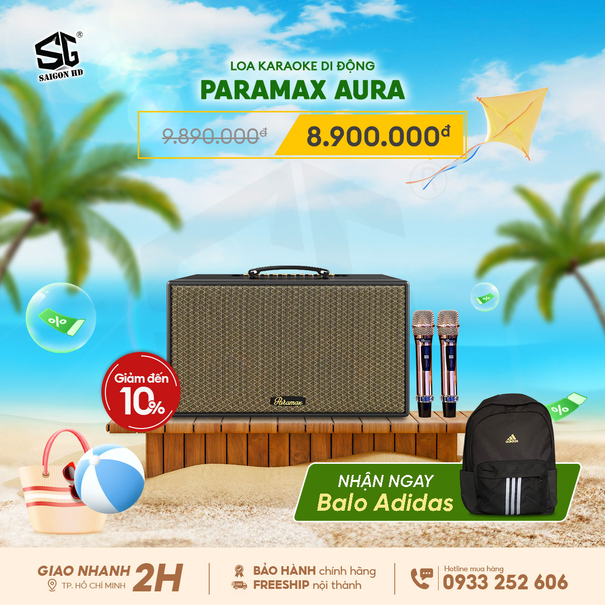 Khuyến mãi giảm giá loa kéo Karaoke Bluetooth di động Paramax Aura chính hãng giá rẻ nhất 2025