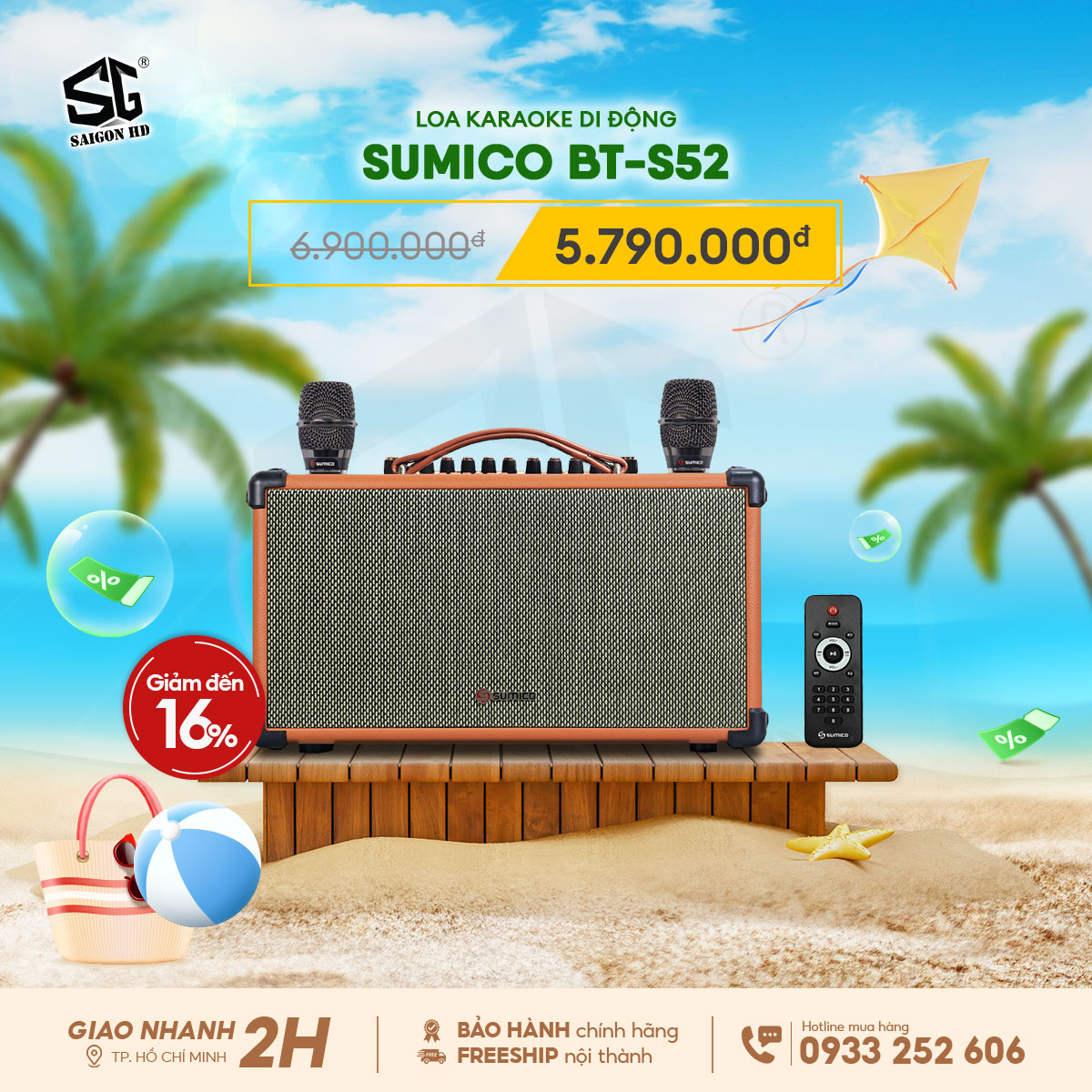 Khuyến mãi giảm giá loa kéo Karaoke Bluetooth di động Sumico BT S52 chính hãng giá rẻ nhất 2025