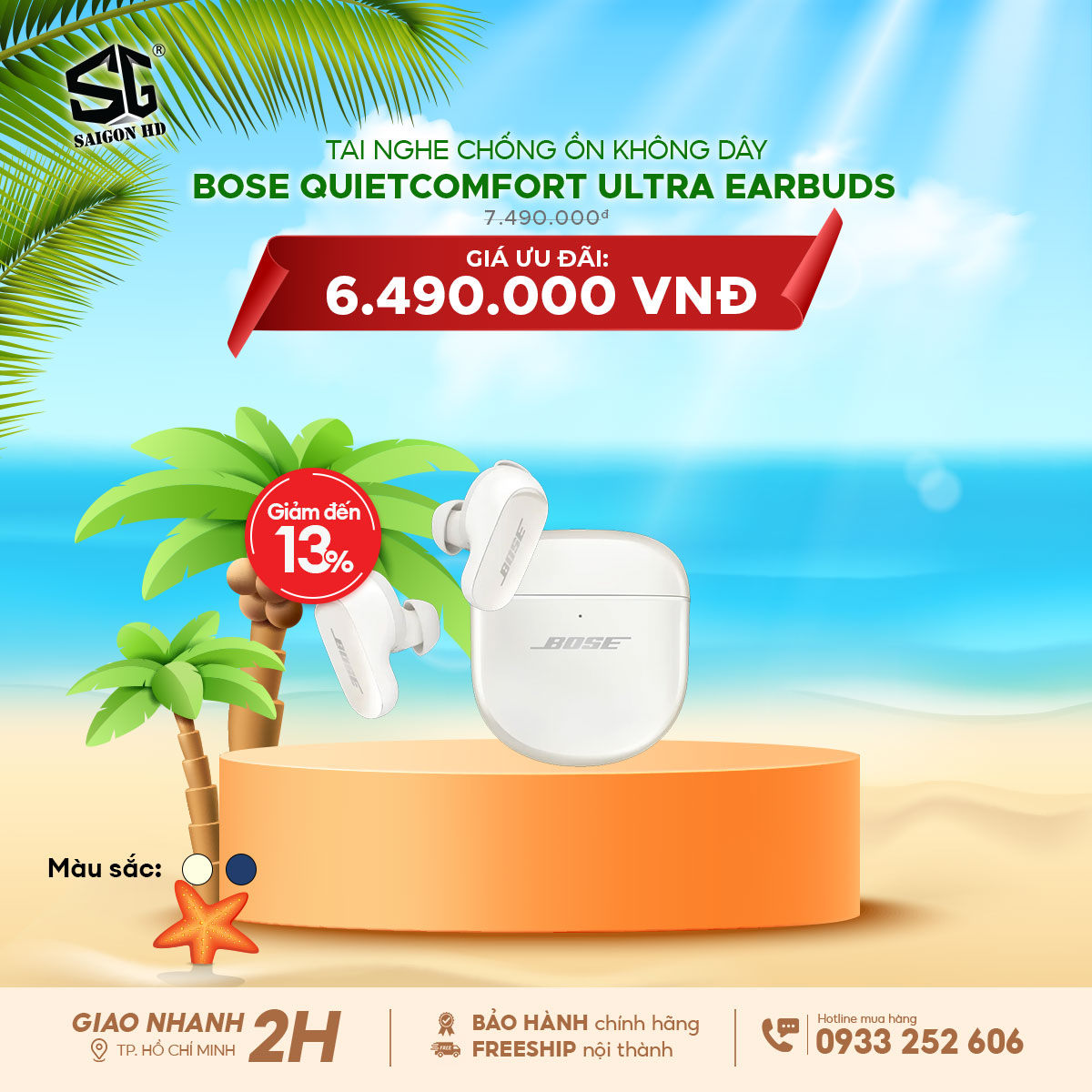 Khuyến mãi giảm giá tai nghe True Wireless chống ồn Bose QuietComfort Ultra Earbuds chính hãng