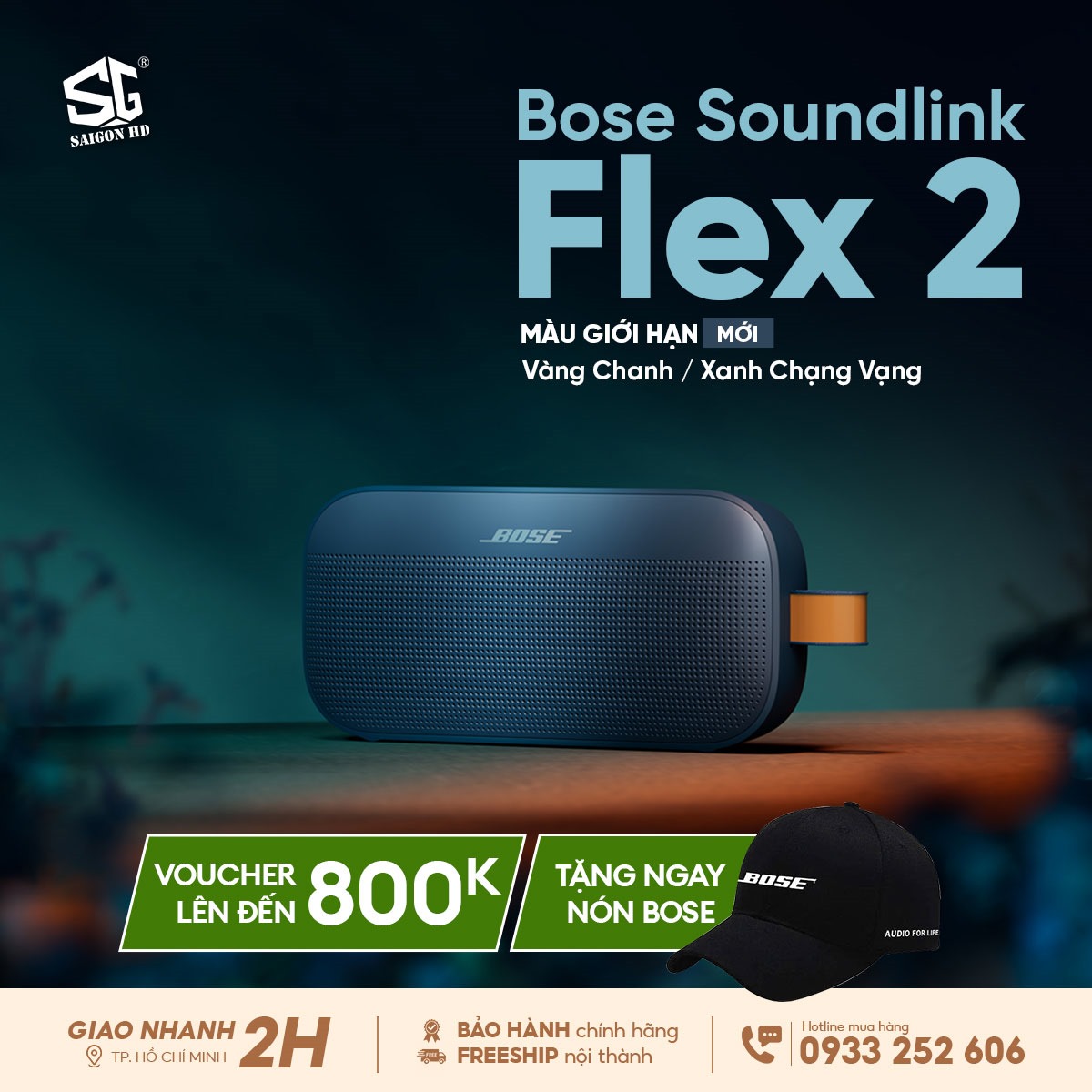 Khuyến mãi giảm giá loa Bluetooth di động Bose SoundLink Flex 2 chính hãng màu Xanh chạng vạng giới hạn giá rẻ nhất 2025