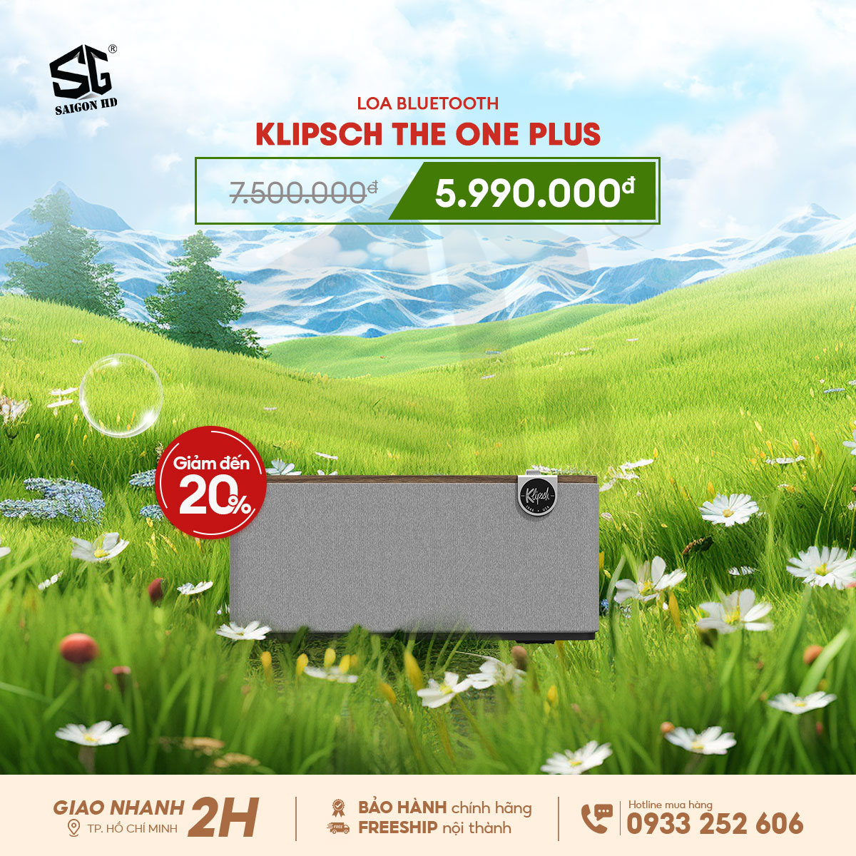 Khuyến mãi giảm giá loa Bluetooth để bàn Klipsch The One Plus chính hãng giá rẻ nhất 2025