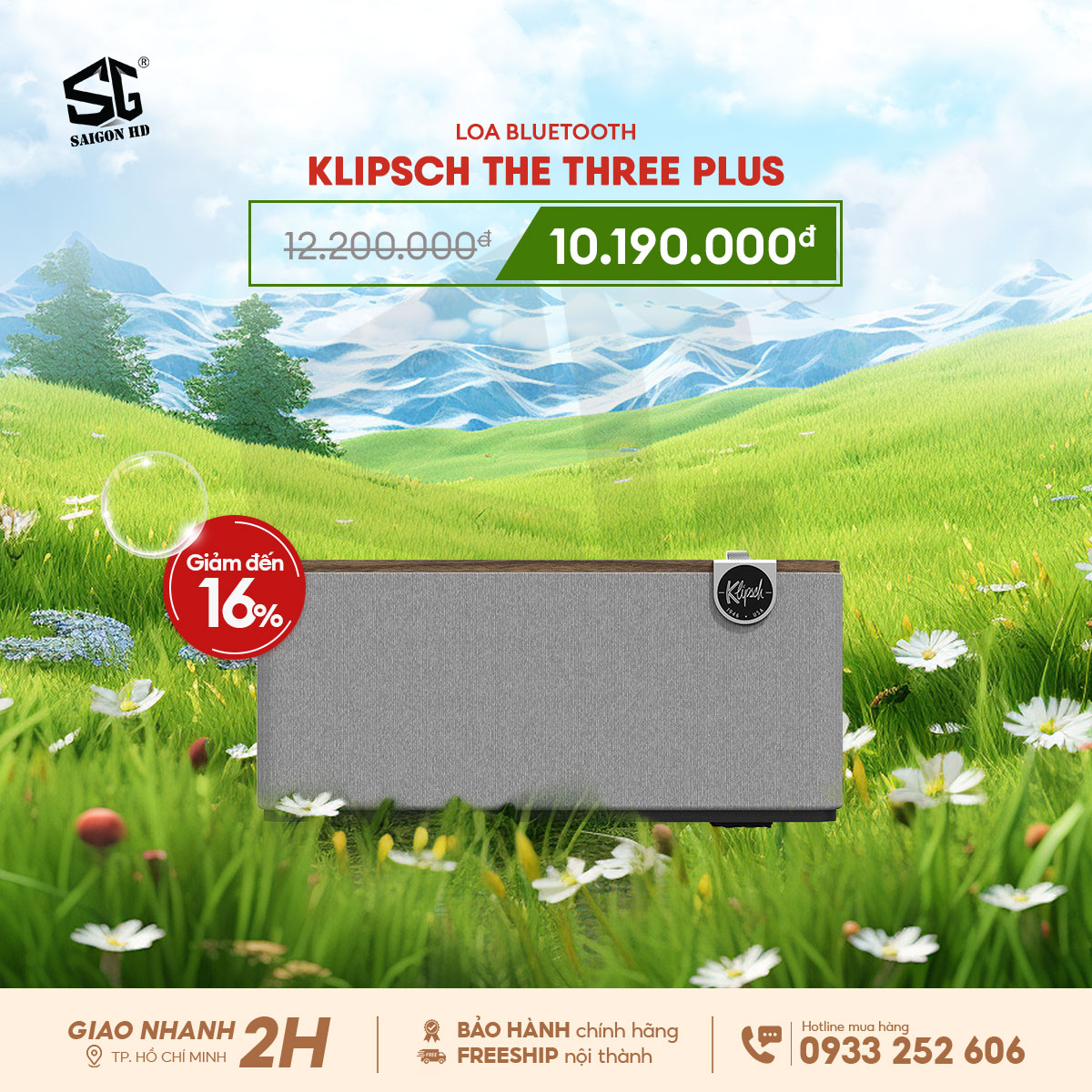 Khuyến mãi giảm giá loa Bluetooth để bàn Klipsch The Three Plus chính hãng giá rẻ nhất 2025