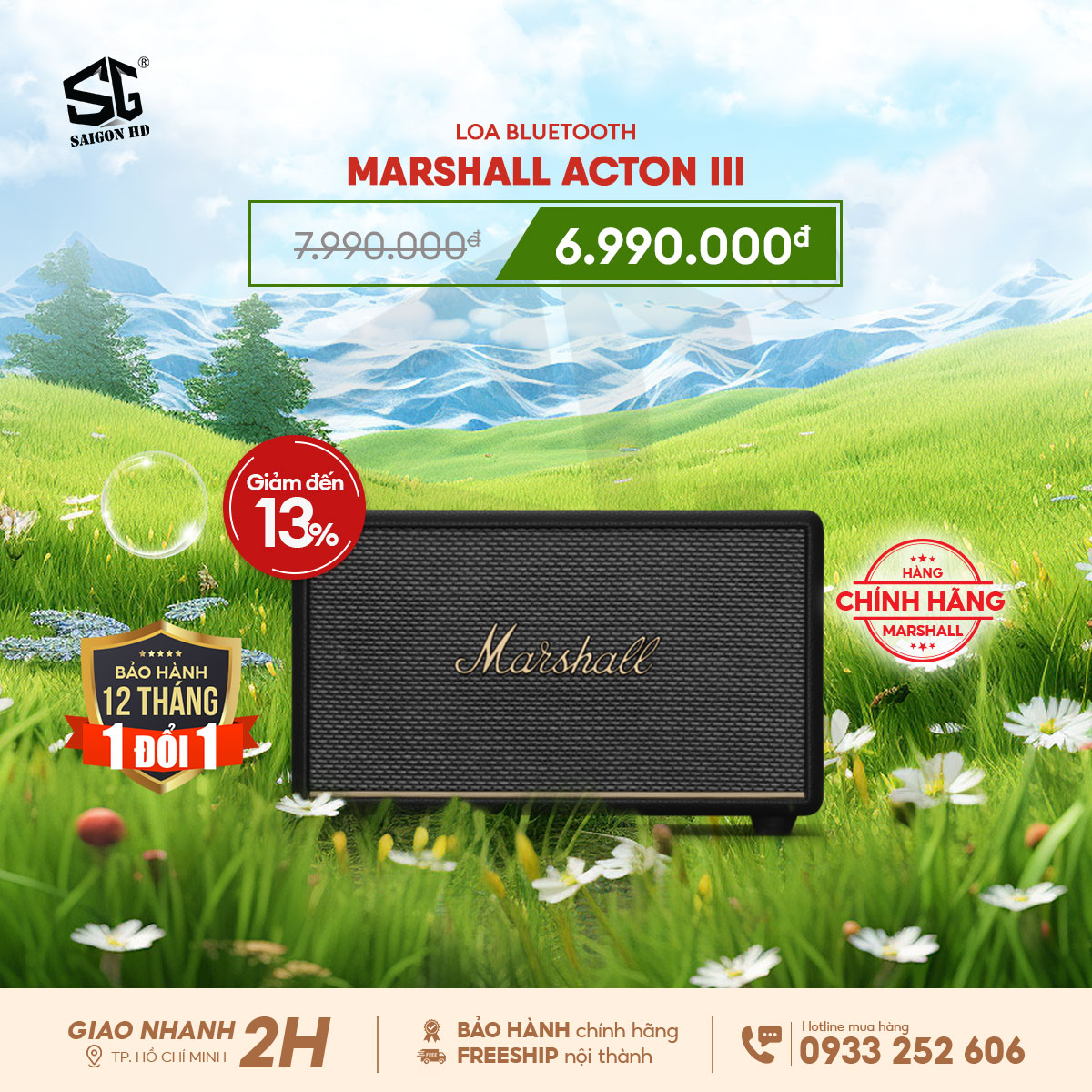 Khuyến mãi loa Bluetooth di động Marshall Acton III chính hãng giá rẻ nhất 2025