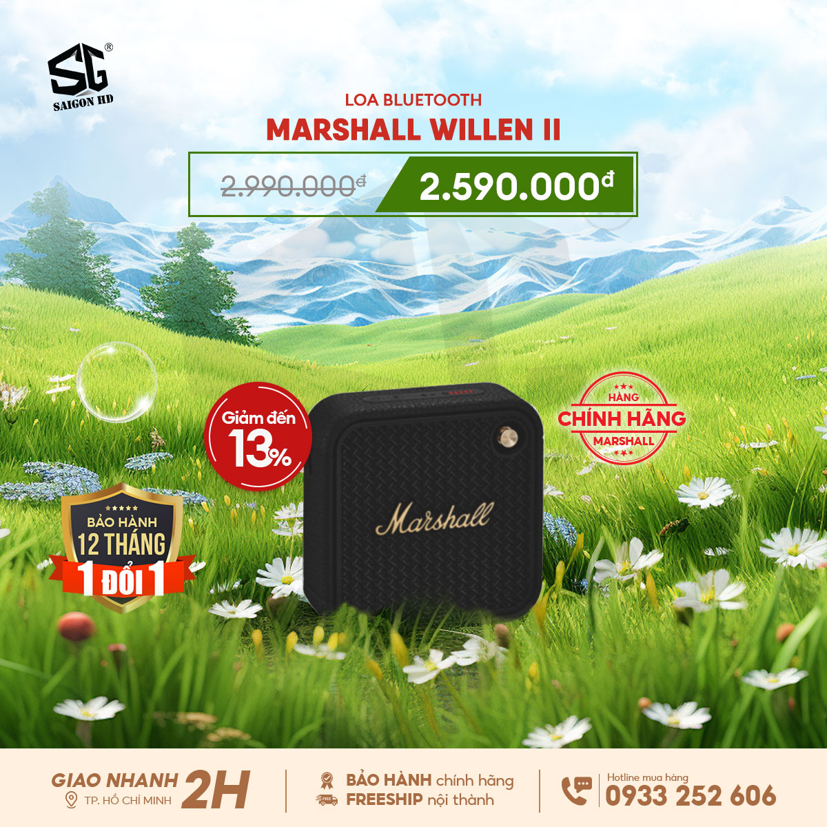 Khuyến mãi loa Bluetooth di động Marshall Willen II chính hãng giá rẻ nhất 2025