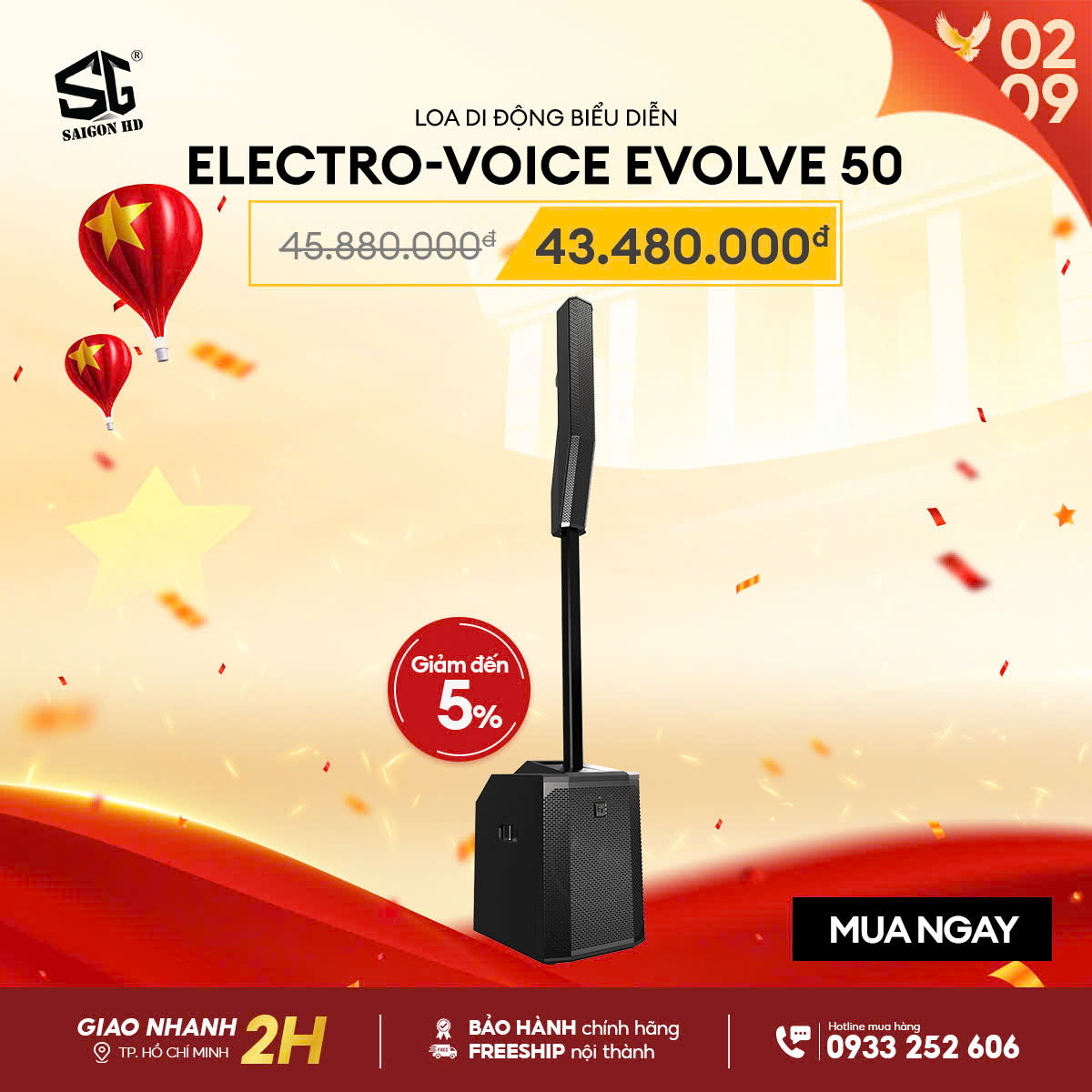 Khuyến mãi giảm giá khủng loa PA biểu diễn di động & Karaoke Column Array Electro-Voice Evolve 50 chính hãng giá rẻ nhất