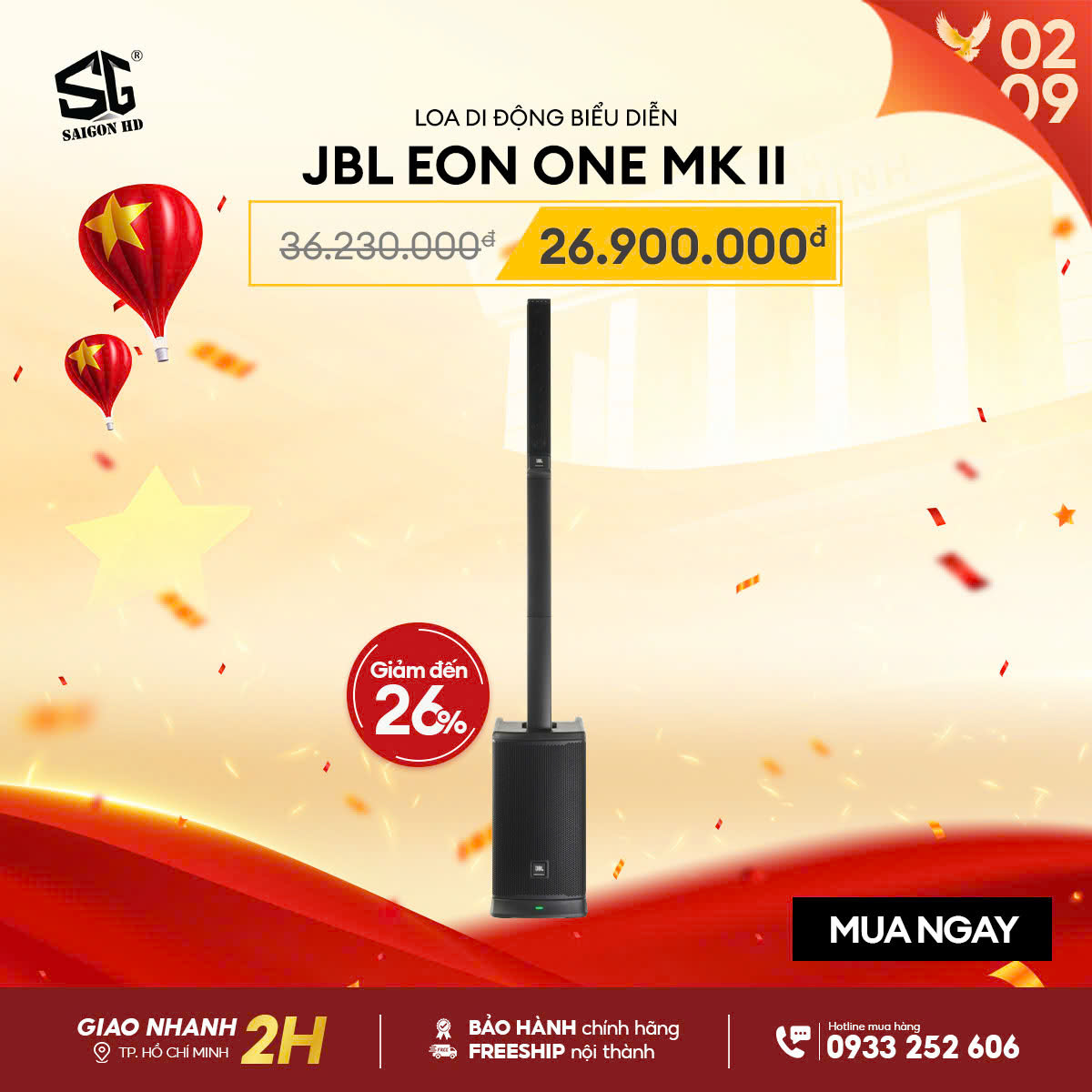 Khuyến mãi giảm giá khủng loa PA biểu diễn di động & Karaoke Column Array JBL EON ONE MKII chính hãng giá rẻ nhất