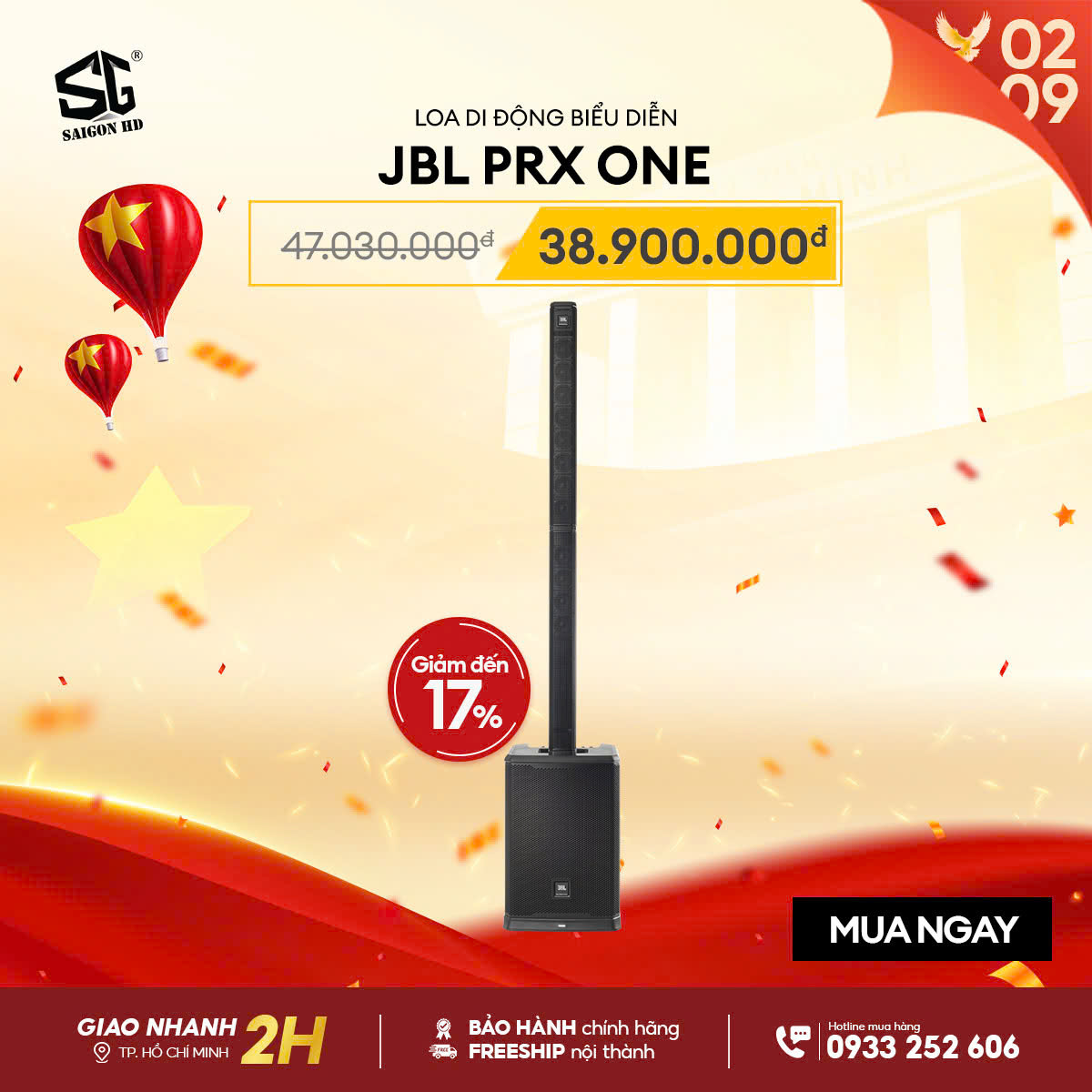 Khuyến mãi giảm giá khủng loa PA biểu diễn di động & Karaoke Column Array JBL PRX ONE chính hãng giá rẻ nhất