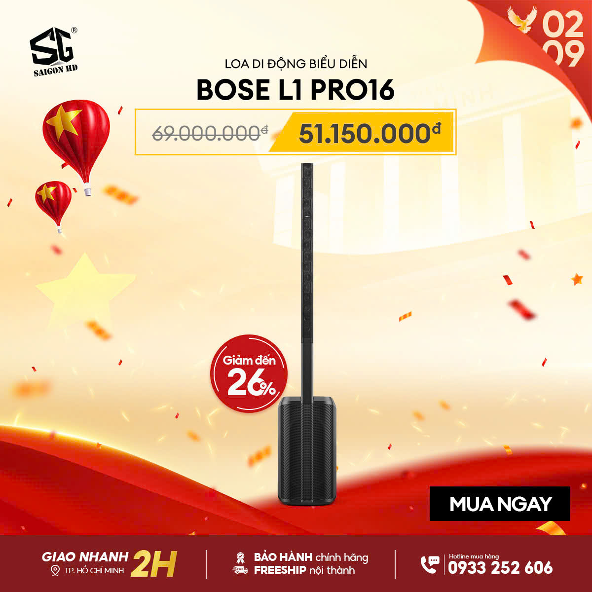 Khuyến mãi giảm giá khủng loa PA biểu diễn di động & Karaoke Line Array Bose L1 Pro16 chính hãng giá rẻ nhất