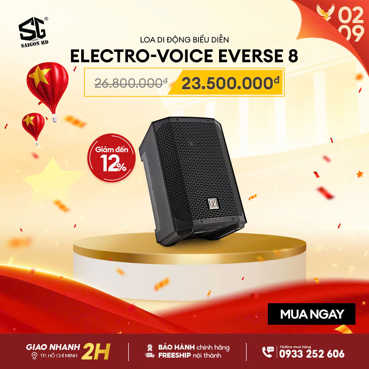 Khuyến mãi giảm giá khủng loa PA biểu diễn di động & Karaoke Bluetooth Electro-Voice Everse 8 chính hãng giá rẻ nhất