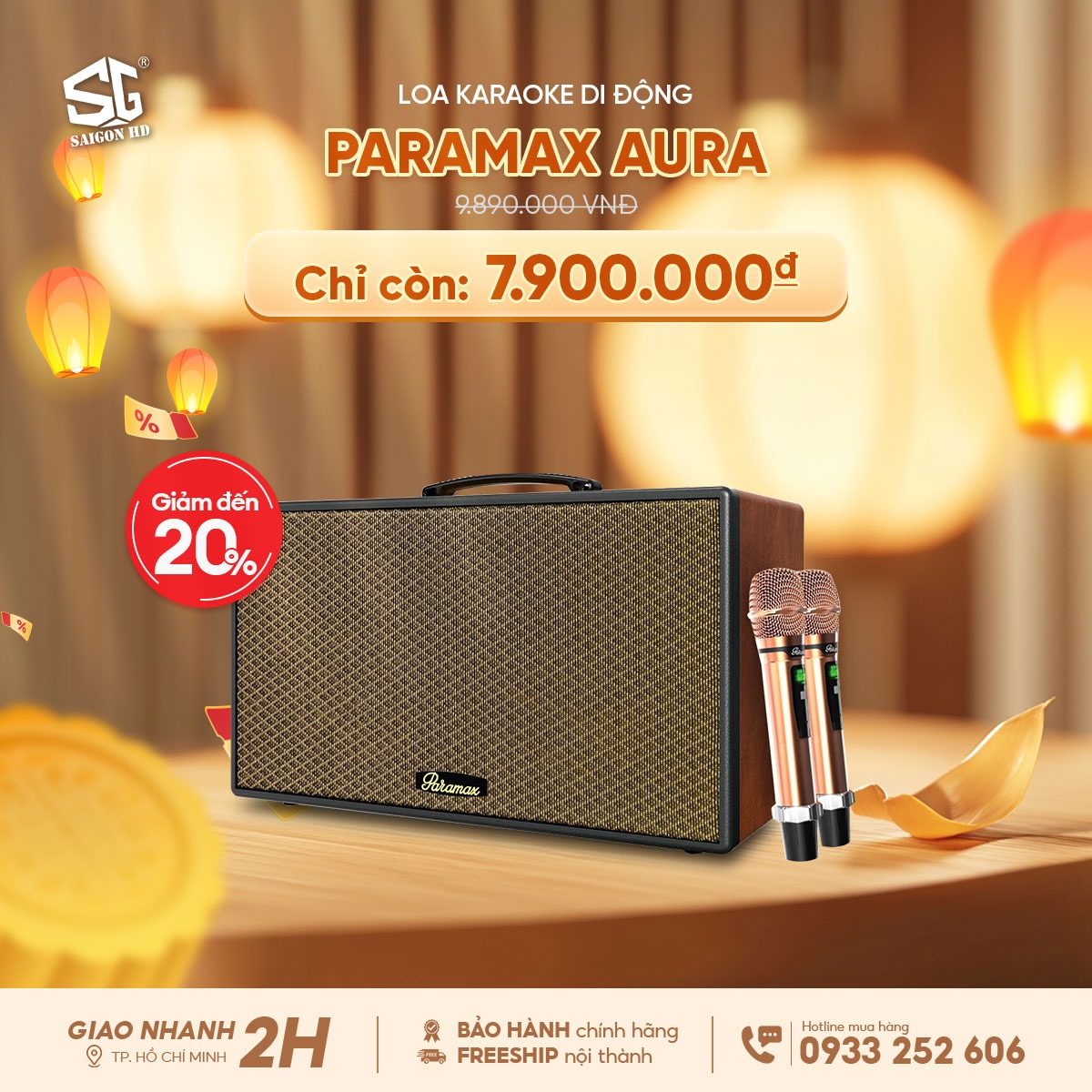 Khuyến mãi giảm giá loa kéo Karaoke Bluetooth di động Paramax Aura chính hãng giá rẻ nhất