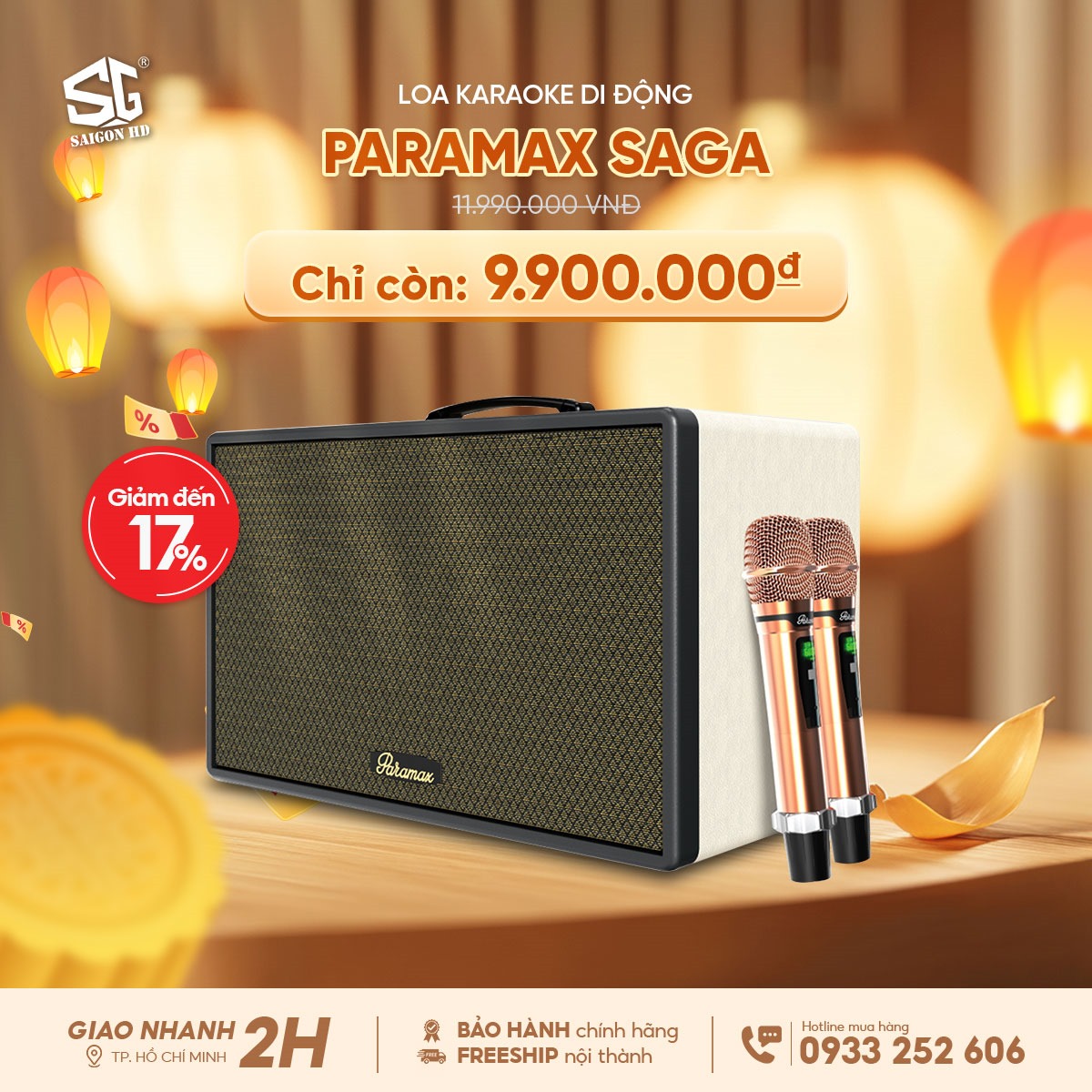 Khuyến mãi giảm giá loa kéo Karaoke Bluetooth di động Paramax Saga chính hãng giá rẻ nhất