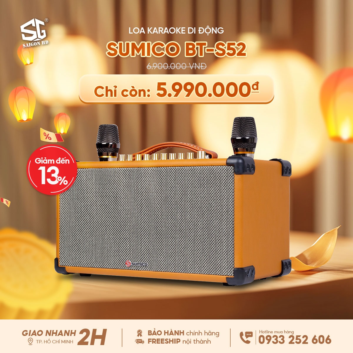 Khuyến mãi giảm giá loa kéo Karaoke Bluetooth di động Sumico BT S52 chính hãng giá rẻ nhất