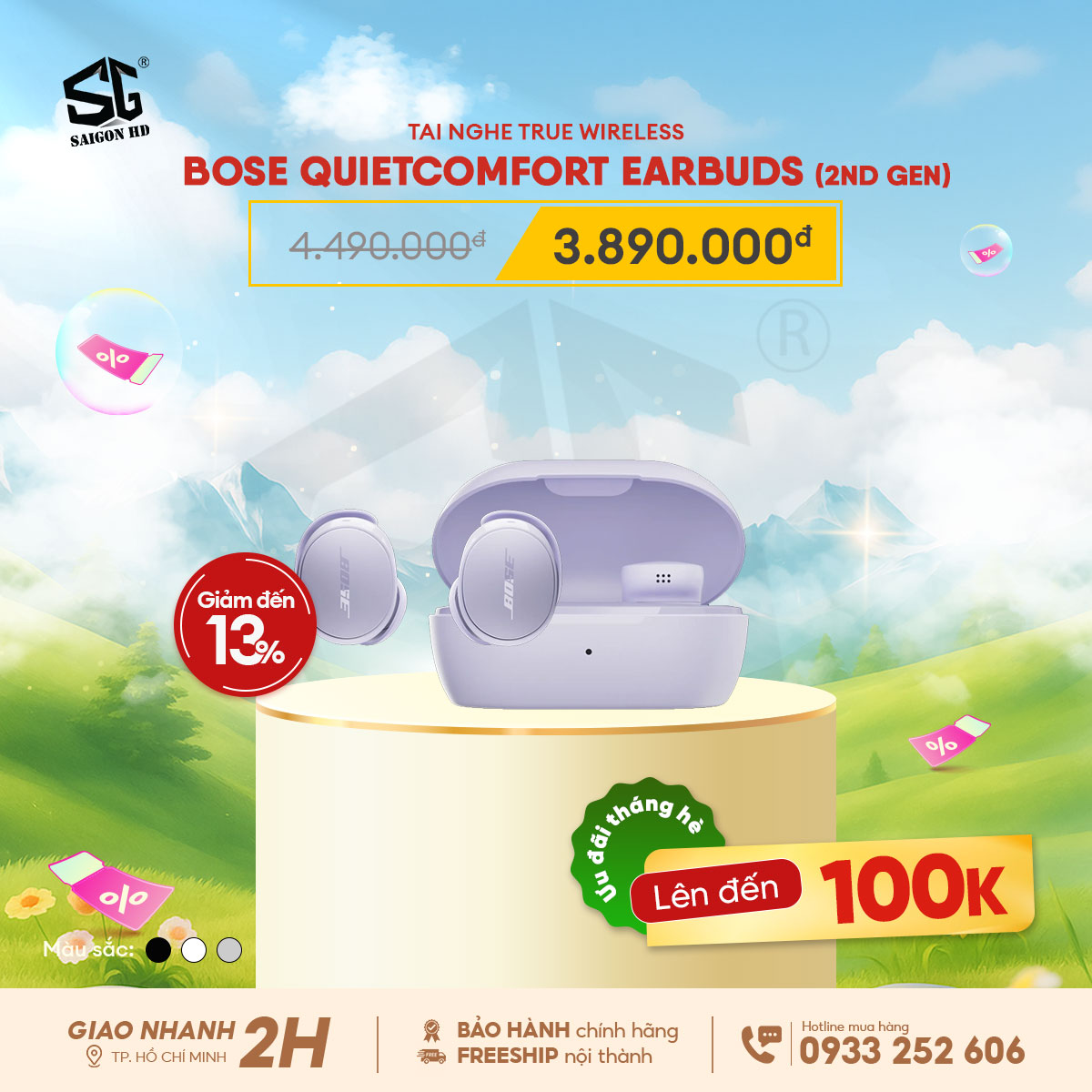 Khuyến mãi giảm giá tai nghe True Wireless chống ồn Bose QuietComfort Earbuds Gen 2 chính hãng giá rẻ nhất 2025