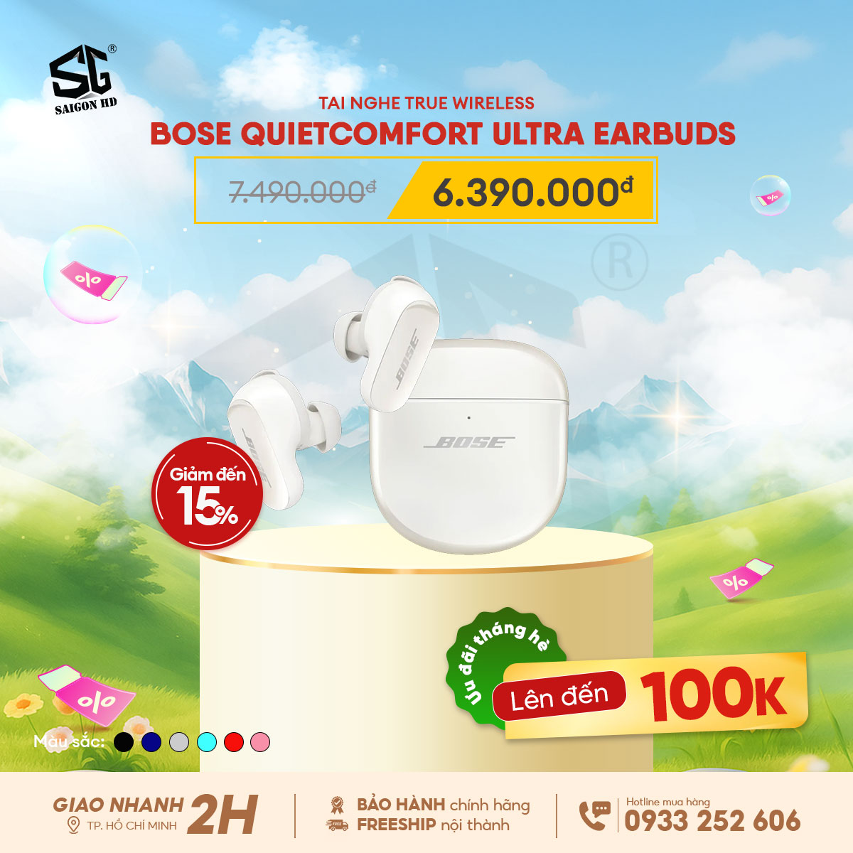 Khuyến mãi giảm giá tai nghe True Wireless chống ồn Bose QuietComfort Ultra Earbuds chính hãng giá rẻ nhất 2025
