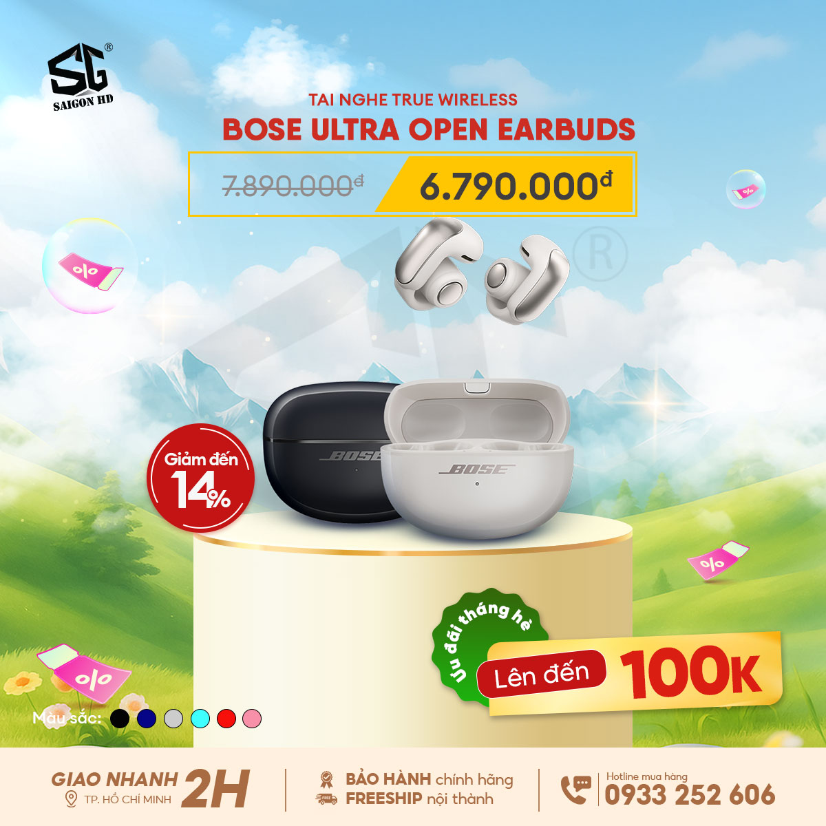 Khuyến mãi giảm giá tai nghe không dây Bluetooth Bose Ultra Open Earbuds chính hãng giá rẻ nhất 2025