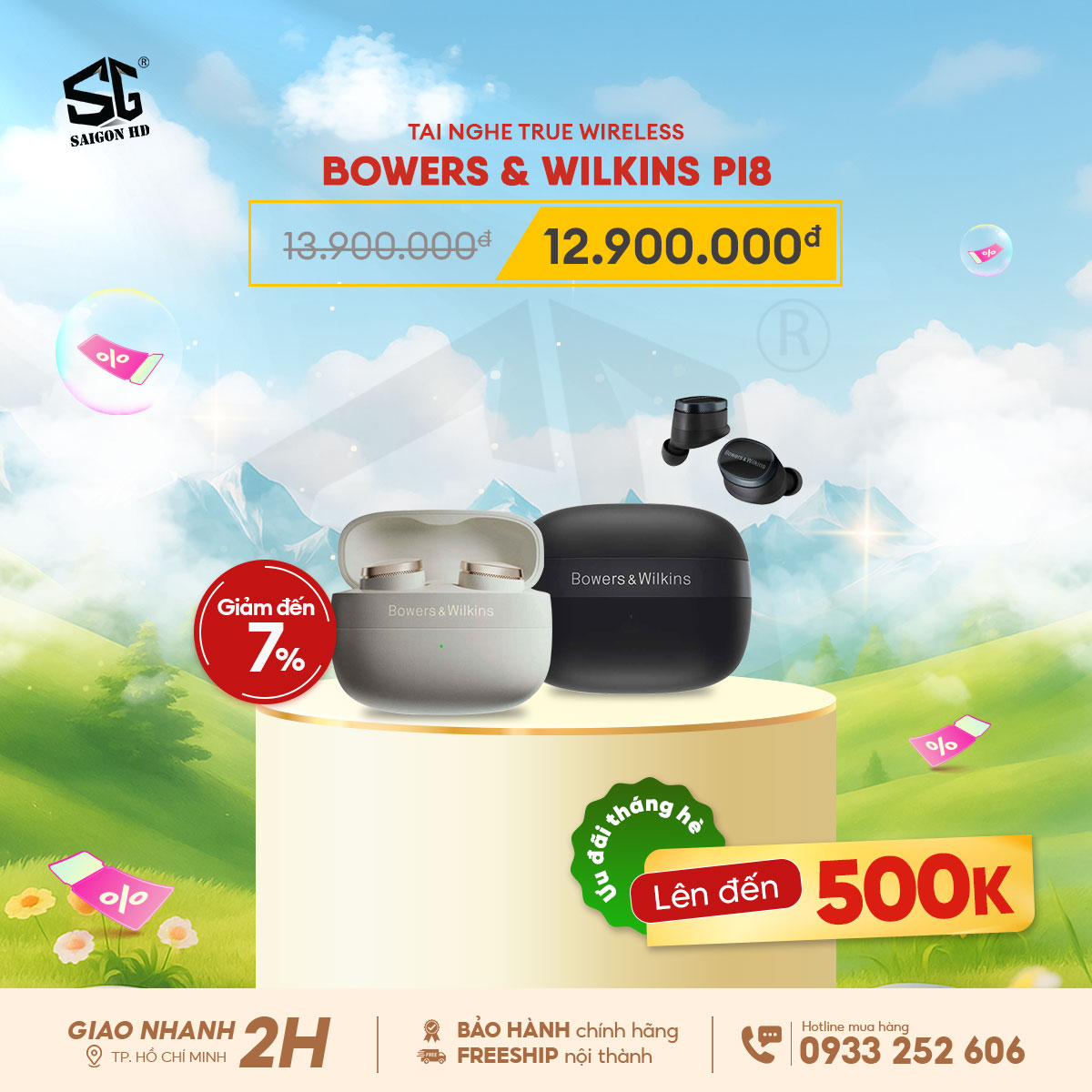 Khuyến mãi giảm giá tai nghe True Wireless chống ồn B&W PI8 chính hãng giá rẻ nhất 2025