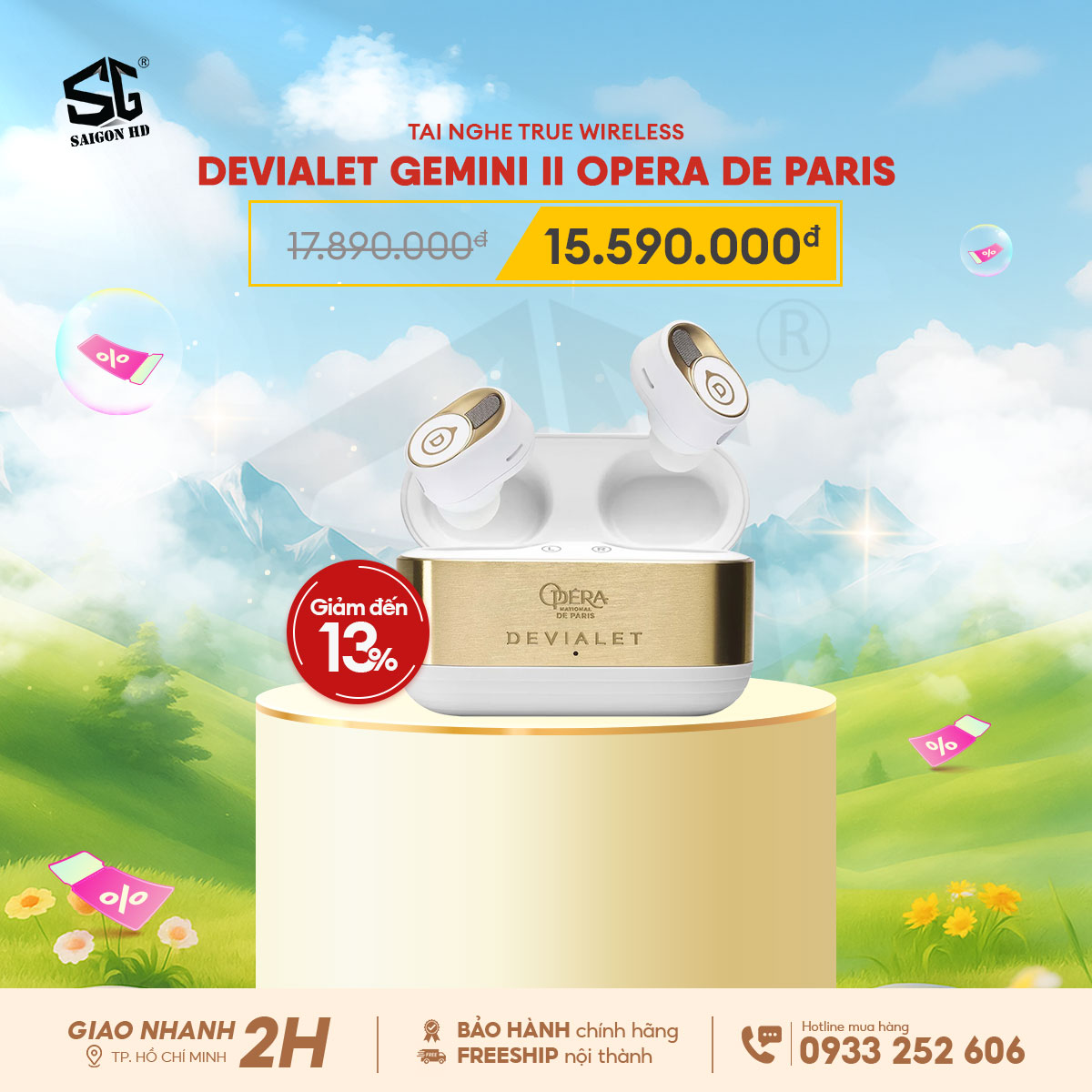 Khuyến mãi giảm giá tai nghe True Wireless chống ồn cao cấp Devialet Gemini II Opera De Paris sang trọng chính hãng giá rẻ nhất 2025