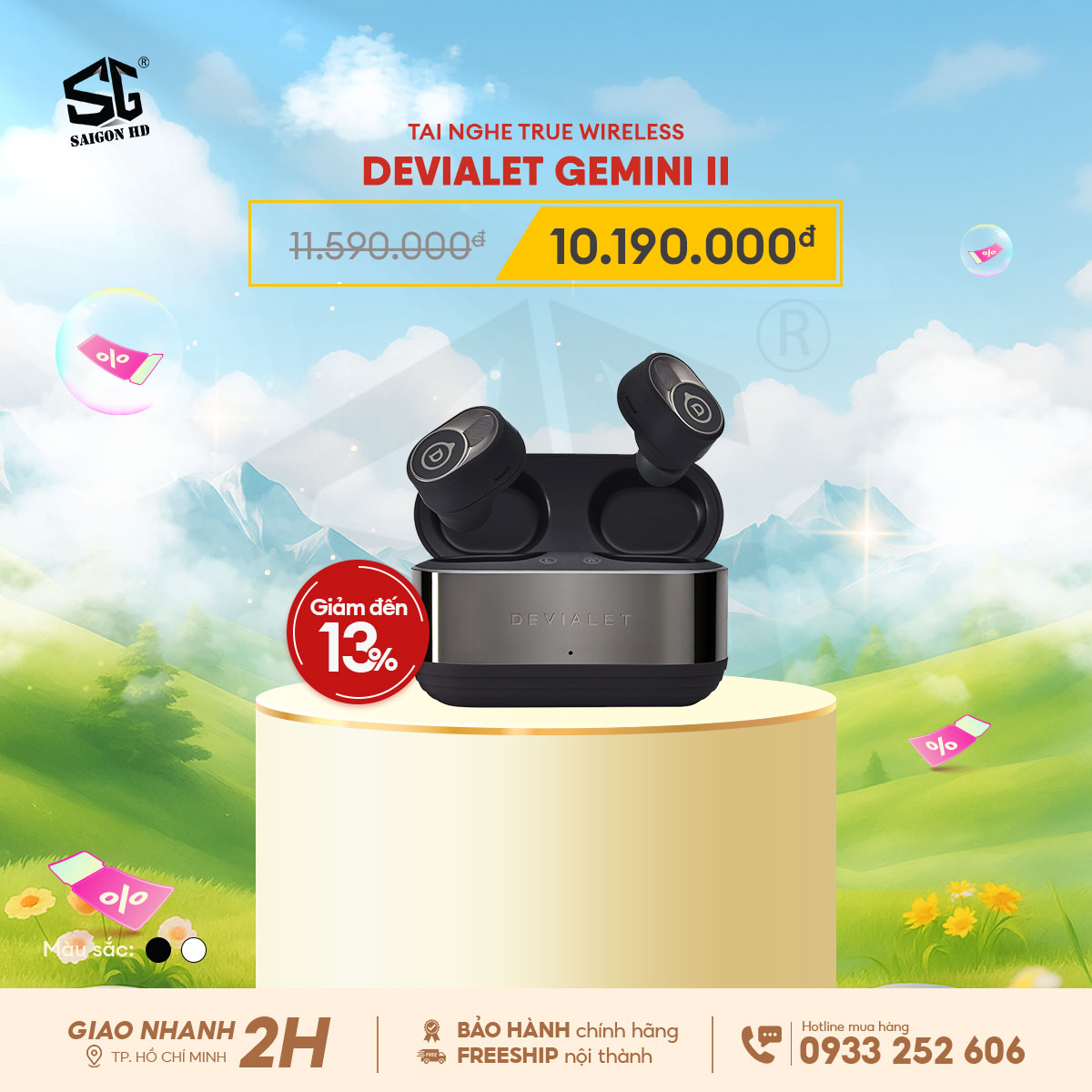 Khuyến mãi giảm giá tai nghe True Wireless chống ồn cao cấp Devialet Gemini II chính hãng giá rẻ nhất 2025