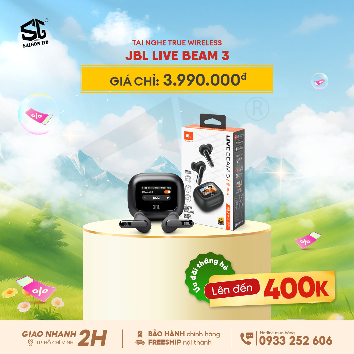 Khuyến mãi giảm giá tai nghe True Wireless chống ồn JBL Live Beam 3 chính hãng giá rẻ nhất 2025