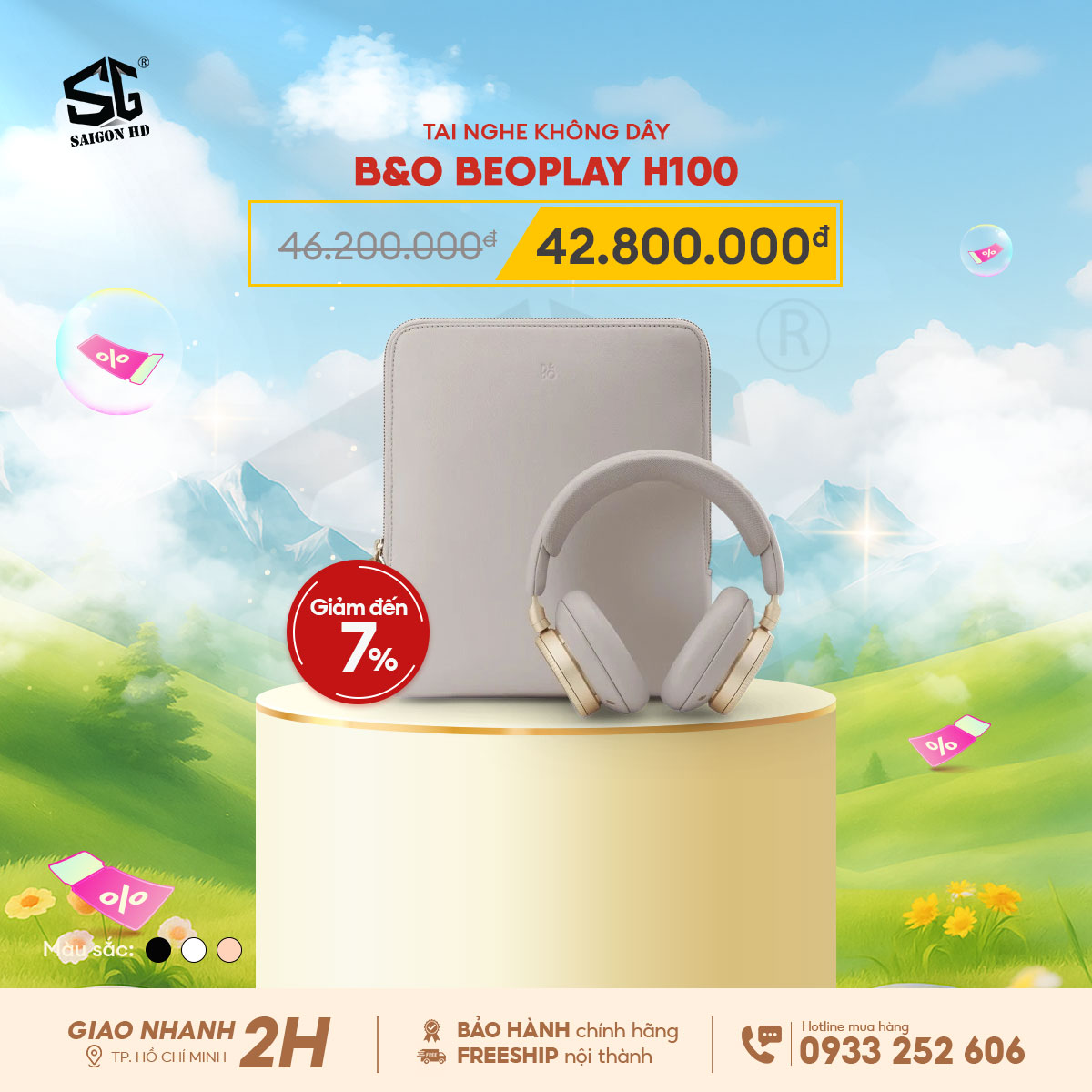 Khuyến mãi giảm giá tai nghe không dây Bluetooth chống ồn cao cấp Bang & Olufsend Beoplay H100 sang trọng chính hãng giá rẻ nhất 2025