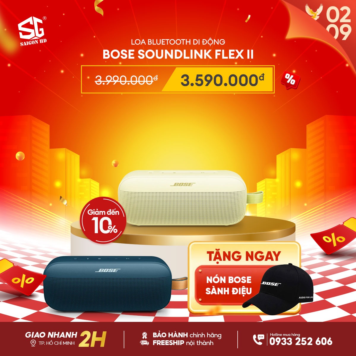 Mừng Quốc khánh 02/09 giảm giá loa Bluetooth di động Bose SoundLink Flex II chính hãng giá rẻ nhất