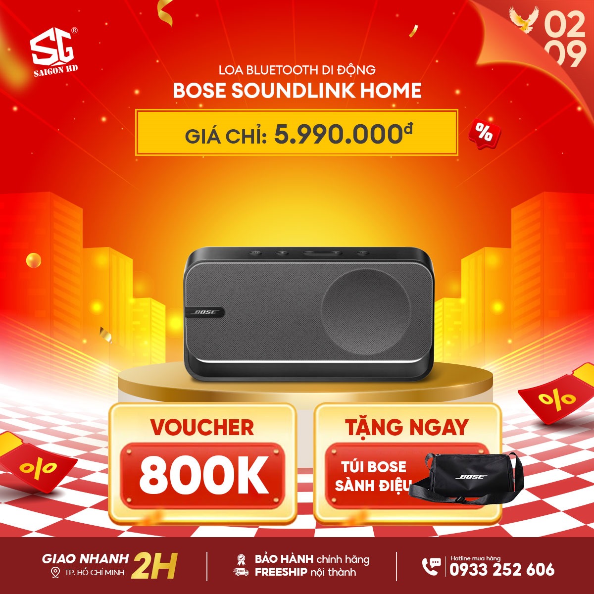 Mừng Quốc khánh 02/09 giảm giá loa Bluetooth di động Bose SoundLink Home chính hãng giá rẻ nhất