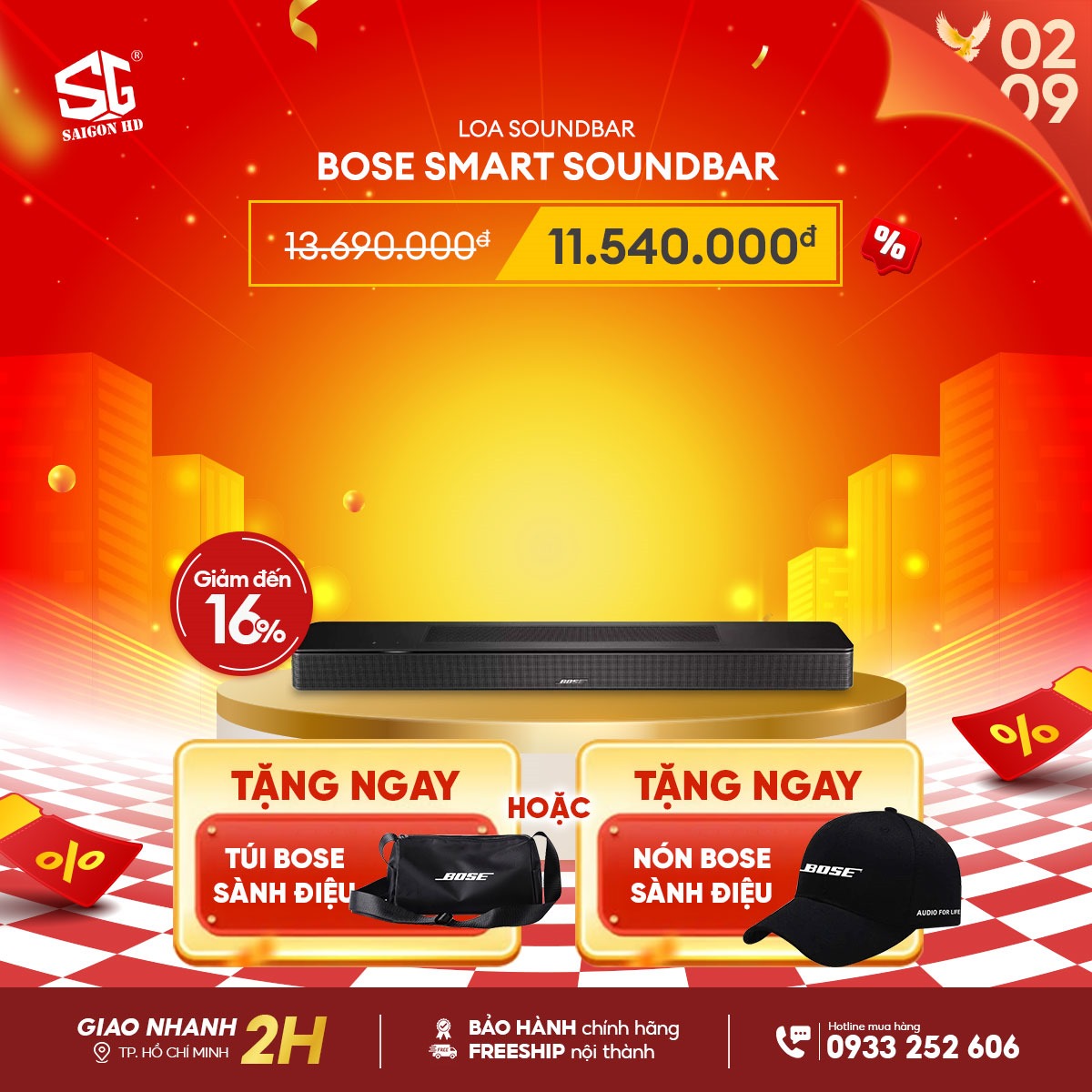 Mừng Quốc khánh 02/09 giảm giá loa thanh Bose Smart SoundBar chính hãng giá rẻ nhất