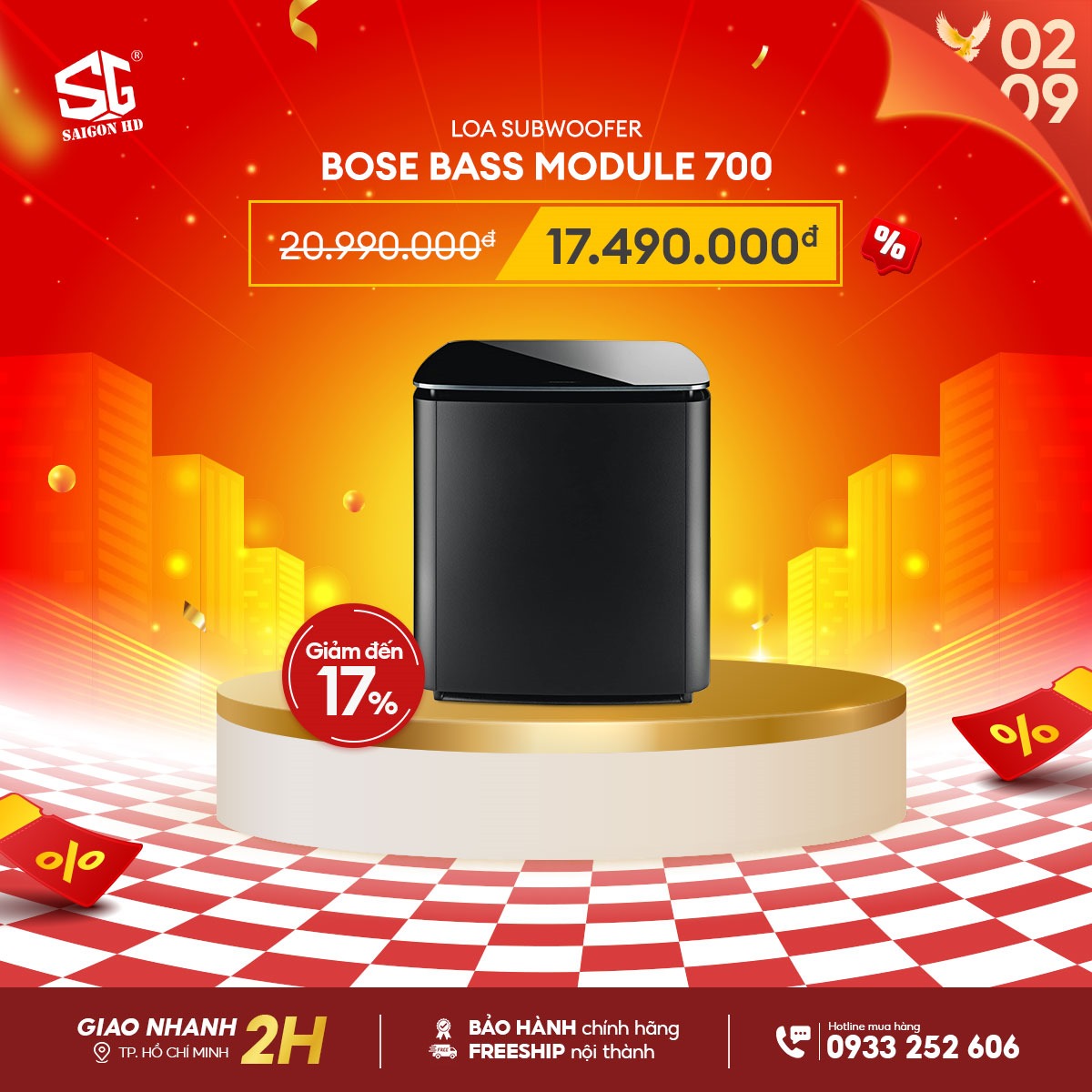 Mừng Quốc khánh 02/09 giảm giá loa siêu trầm không dây Bose Bass Module 700 chính hãng giá rẻ nhất