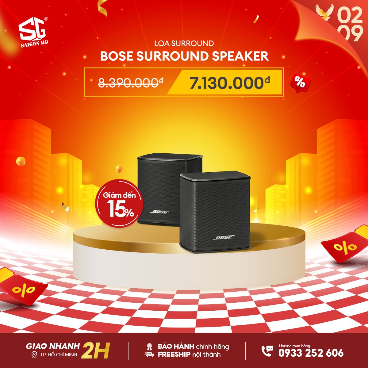Mừng Quốc khánh 02/09 giảm giá loa vòm Bose Surround Speaker chính hãng giá rẻ nhất