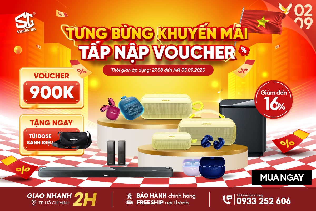 Chương trình khuyến mãi Tai nghe - Loa Bluetooth - Loa SoundBar Bose chính hãng giá rẻ nhất mừng Quốc khánh 02/09