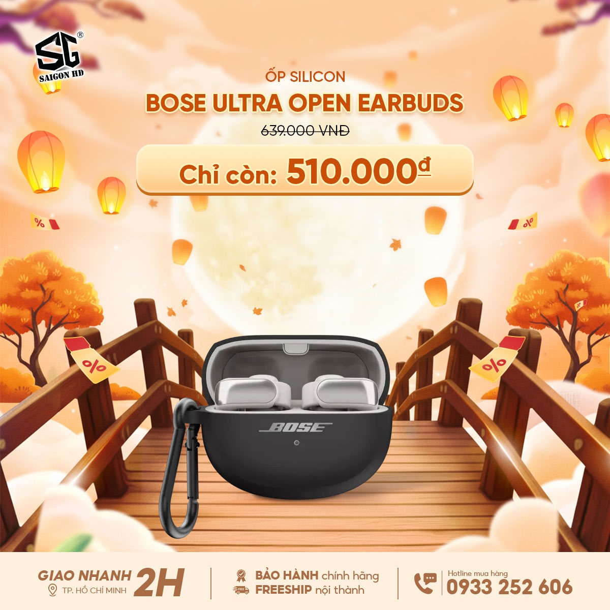 Khuyến mãi giảm giá ốp bảo vệ Silicon Bose Ulra Open Earbuds chính hãng nhân dịp trung thu 2025