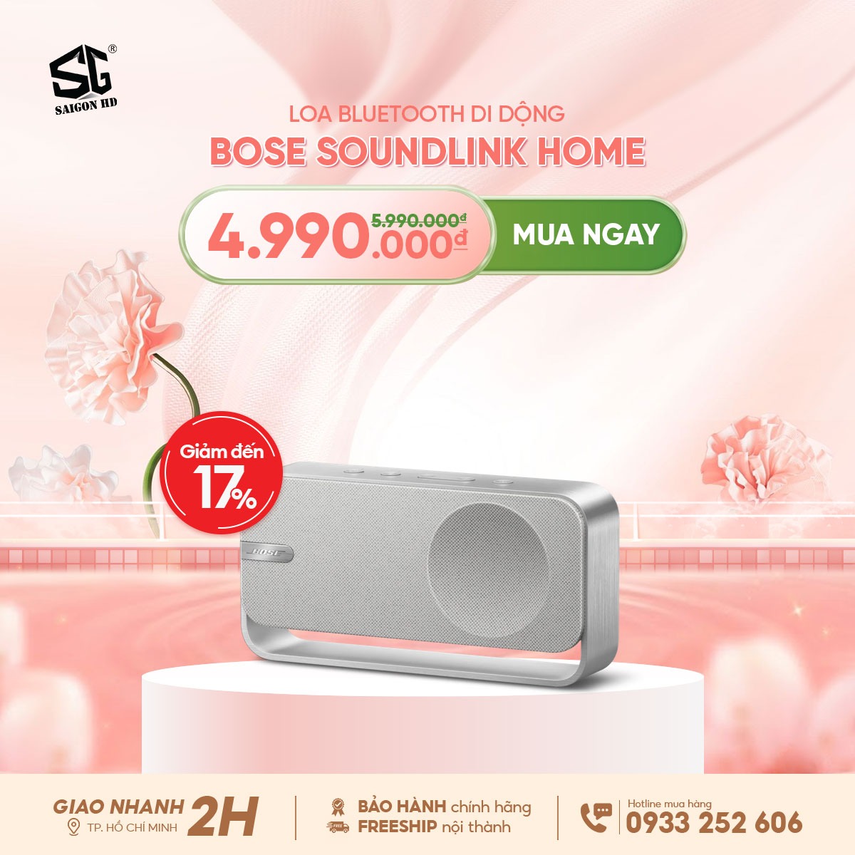 Khuyến m&atilde;i mừng ng&agrave;y 8/3 giảm gi&aacute; loa Bluetooth di động Bose SoundLink Home ch&iacute;nh h&atilde;ng gi&aacute; rẻ nhất