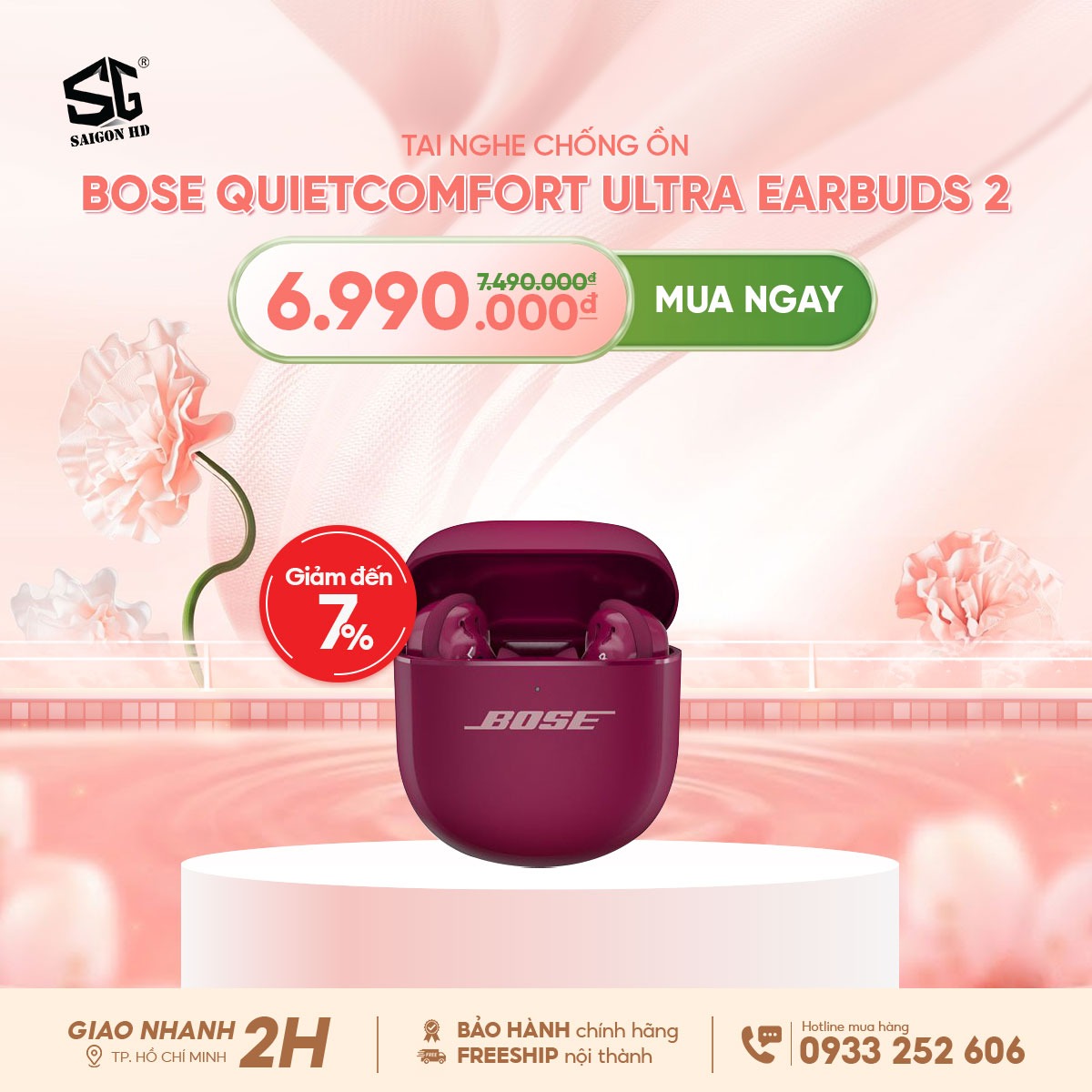 Khuyến m&atilde;i mừng ng&agrave;y 8/3 giảm gi&aacute; tai nghe True Wireless chống ồn Bose QuietComfort Ultra Earbuds 2nd Gen ch&iacute;nh h&atilde;ng gi&aacute; rẻ nhất