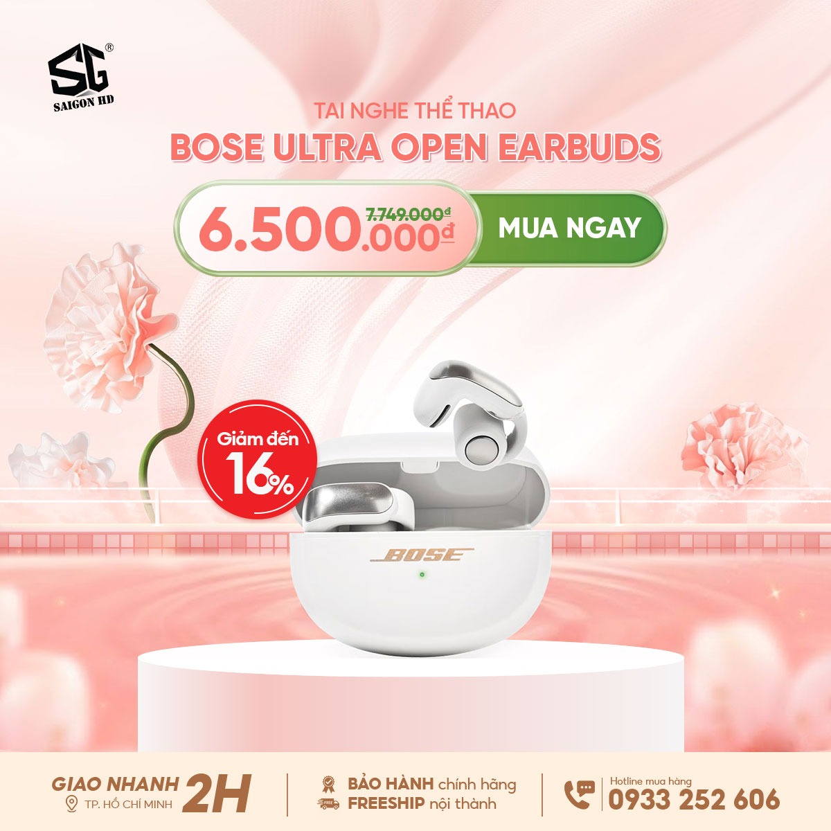 Khuyến m&atilde;i mừng ng&agrave;y 8/3 giảm gi&aacute; tai nghe True Wireless thể thao Bose Ultra Open Earbuds ch&iacute;nh h&atilde;ng gi&aacute; rẻ nhất