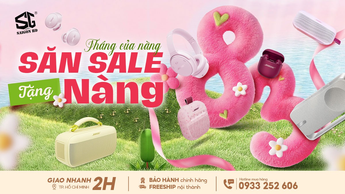 Chương tr&igrave;nh khuyến m&atilde;i giảm gi&aacute; loa Bluetooth di động & Tai nghe kh&ocirc;ng d&acirc;y chống ồn Bose mừng ng&agrave;y Quốc tế Phụ nữ 8/3