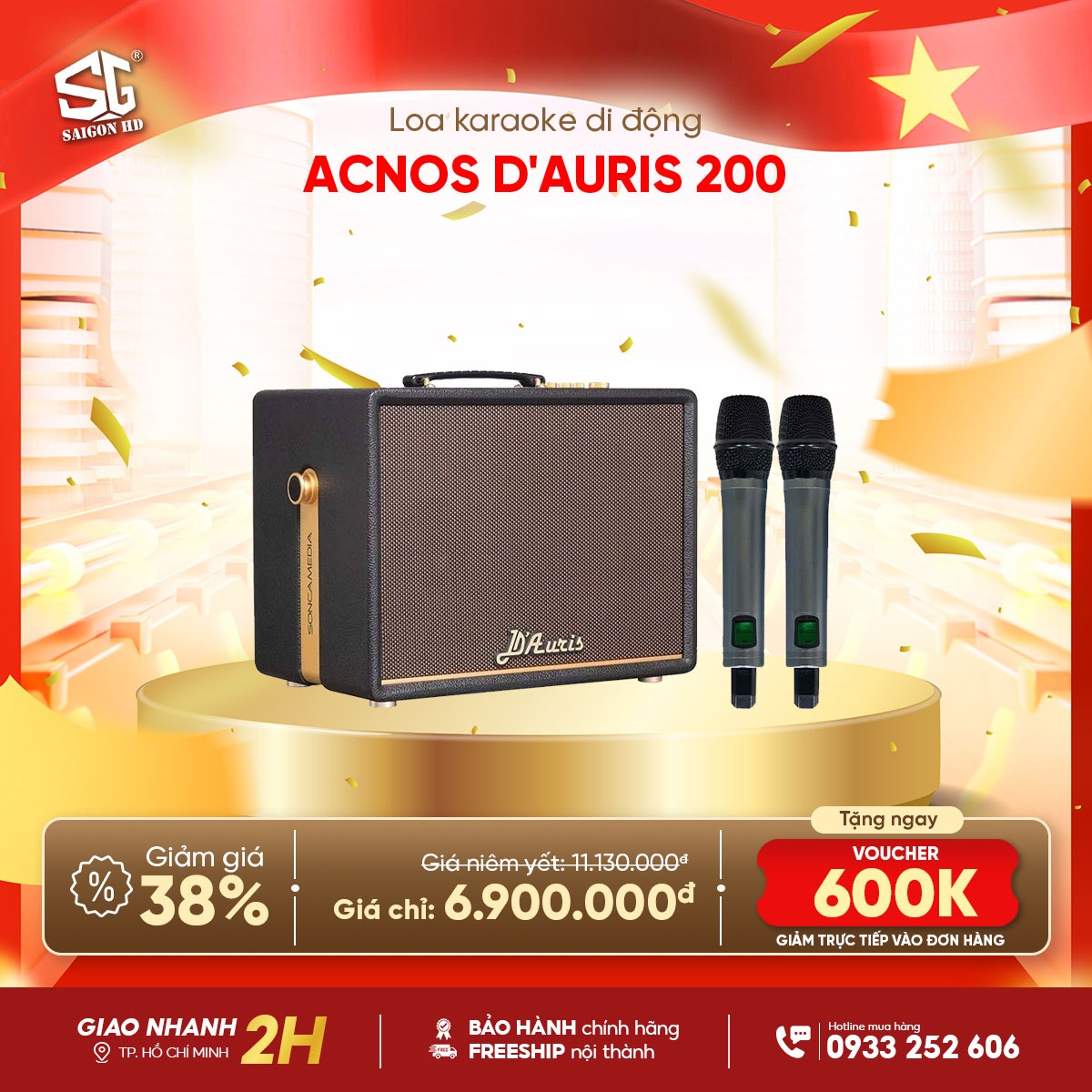 Loa kẹo k&eacute;o Karaoke Bluetooth di động Acnos D'Auris 200 ch&iacute;nh h&atilde;ng gi&aacute; rẻ nhất