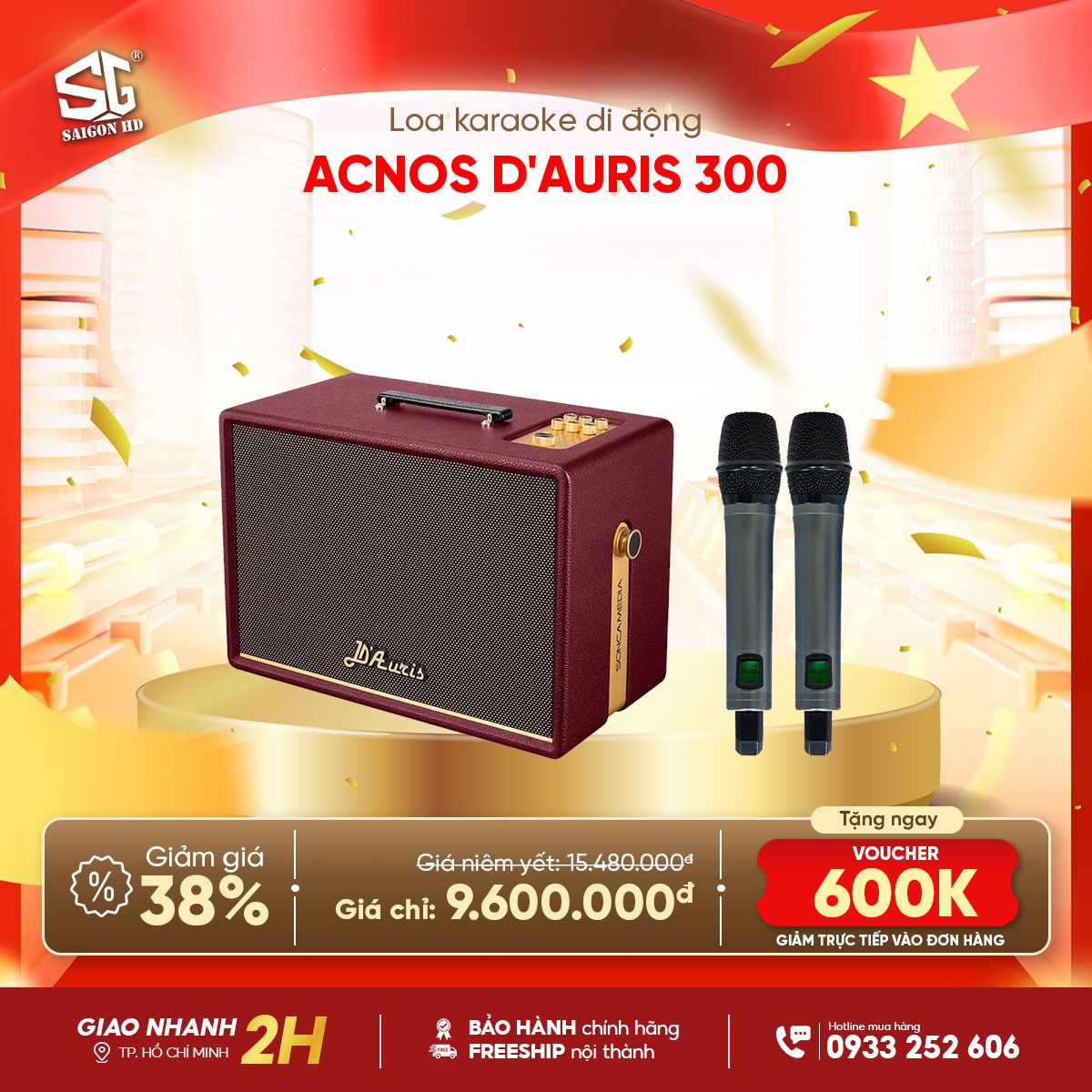 Loa kẹo k&eacute;o Karaoke Bluetooth di động Acnos D'Auris 300 ch&iacute;nh h&atilde;ng gi&aacute; rẻ nhất