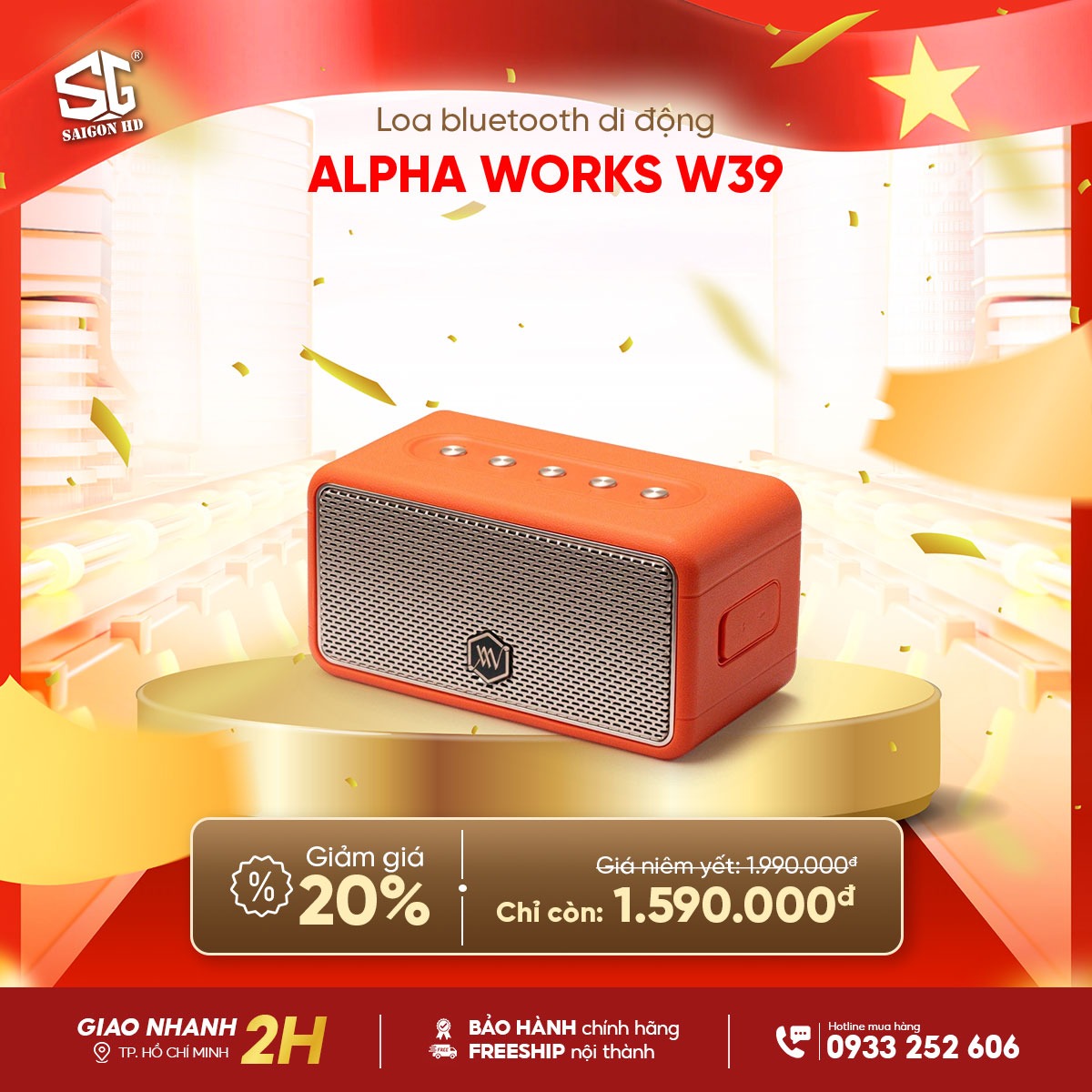 Loa Bluetooth di động Alpha Works W39 ch&iacute;nh h&atilde;ng gi&aacute; rẻ nhất